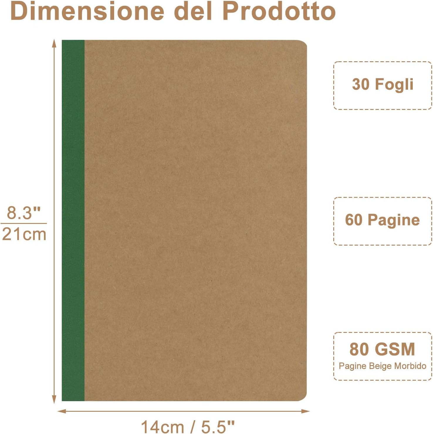 Detalle 2 de ZCZN Quaderno A5 Arcobaleno Vivace – 12 pezzi, righe, 30 fogli/60 pagine, formato compatto FSC