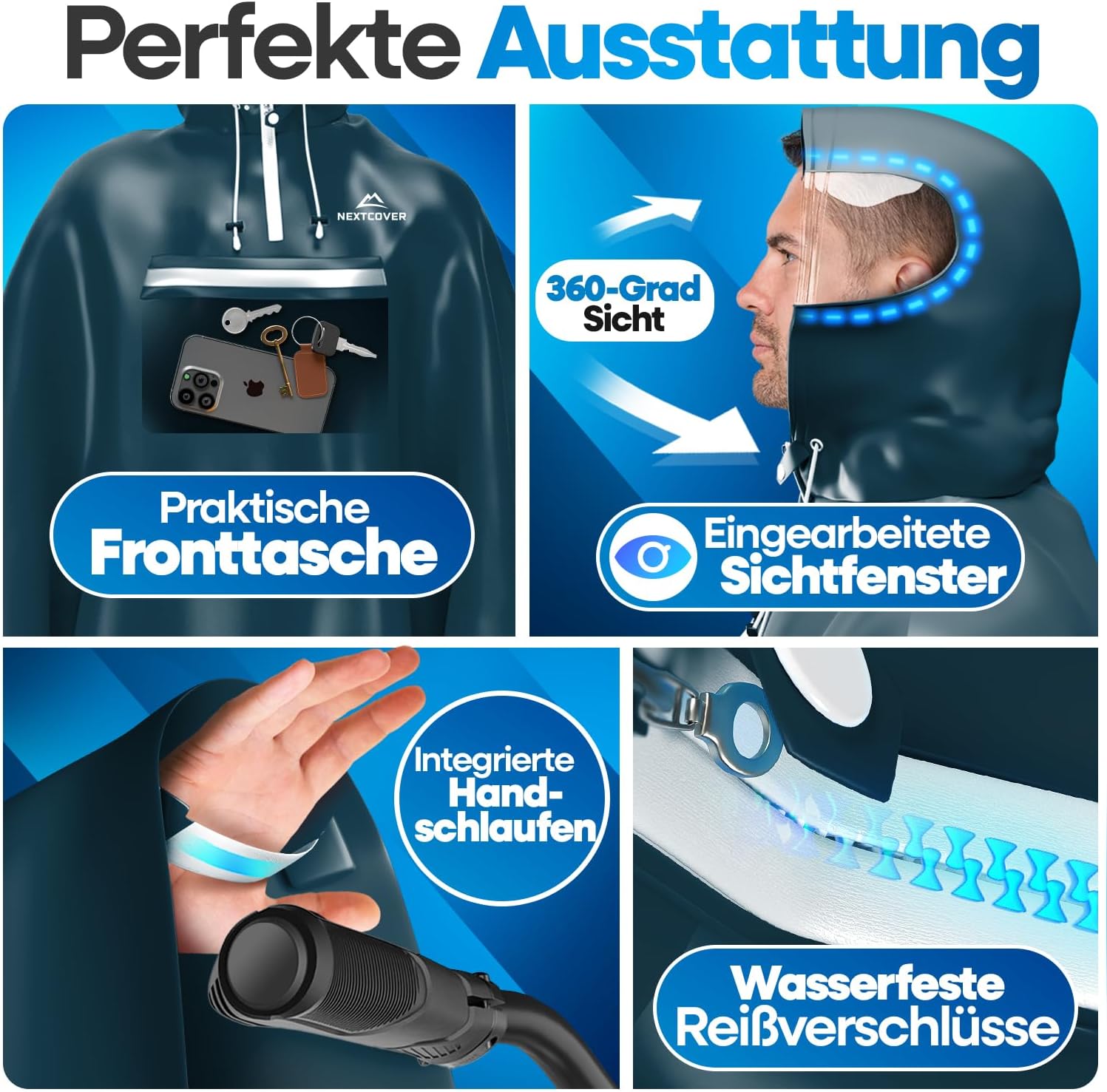 Thumbnail 3 de NEXTCOVER NEU Regenponcho Fahrrad Unisex – AquaShield 2.0, 3 Größen, wasserdicht und winddicht