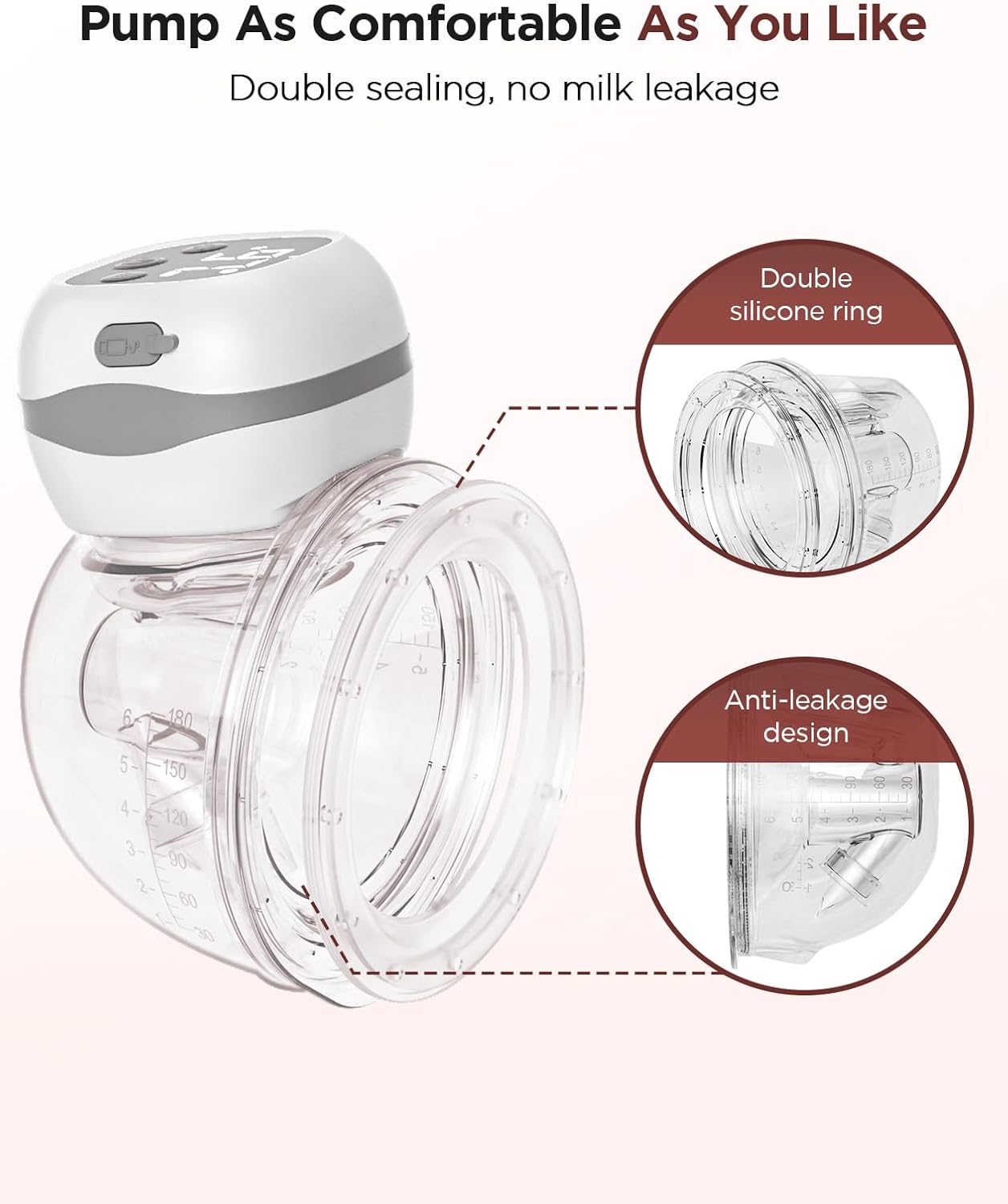 Detalle de Haokoo Electric Wearable Breast Pump with Strong Suction and 3 Modes – Quiet, Hands-Free & Cordless