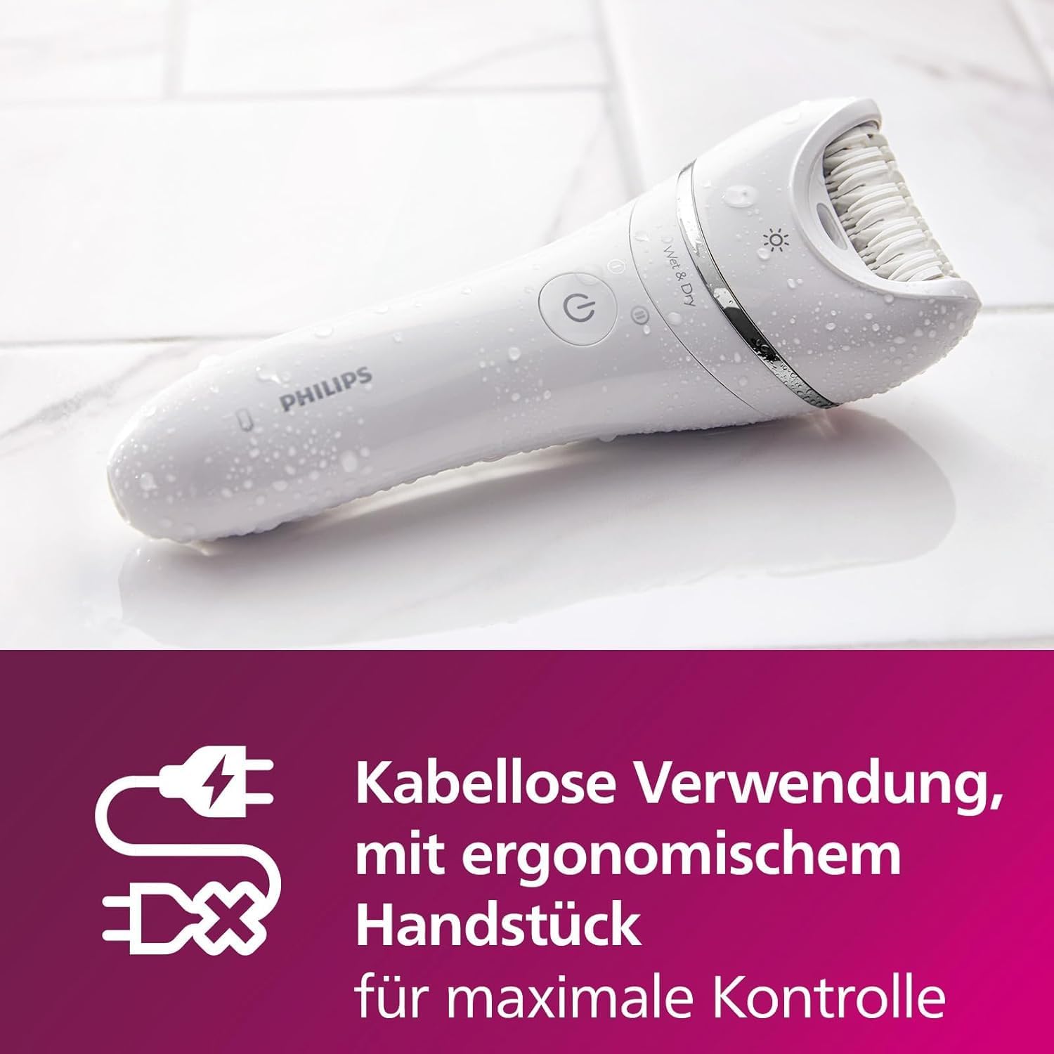 Thumbnail 5 de Philips Epilierer Series 8000 BRE715/00 – kabelloser Nass- und Trockenepilierer für Beine & Körper mit 6 Zubehörteilen
