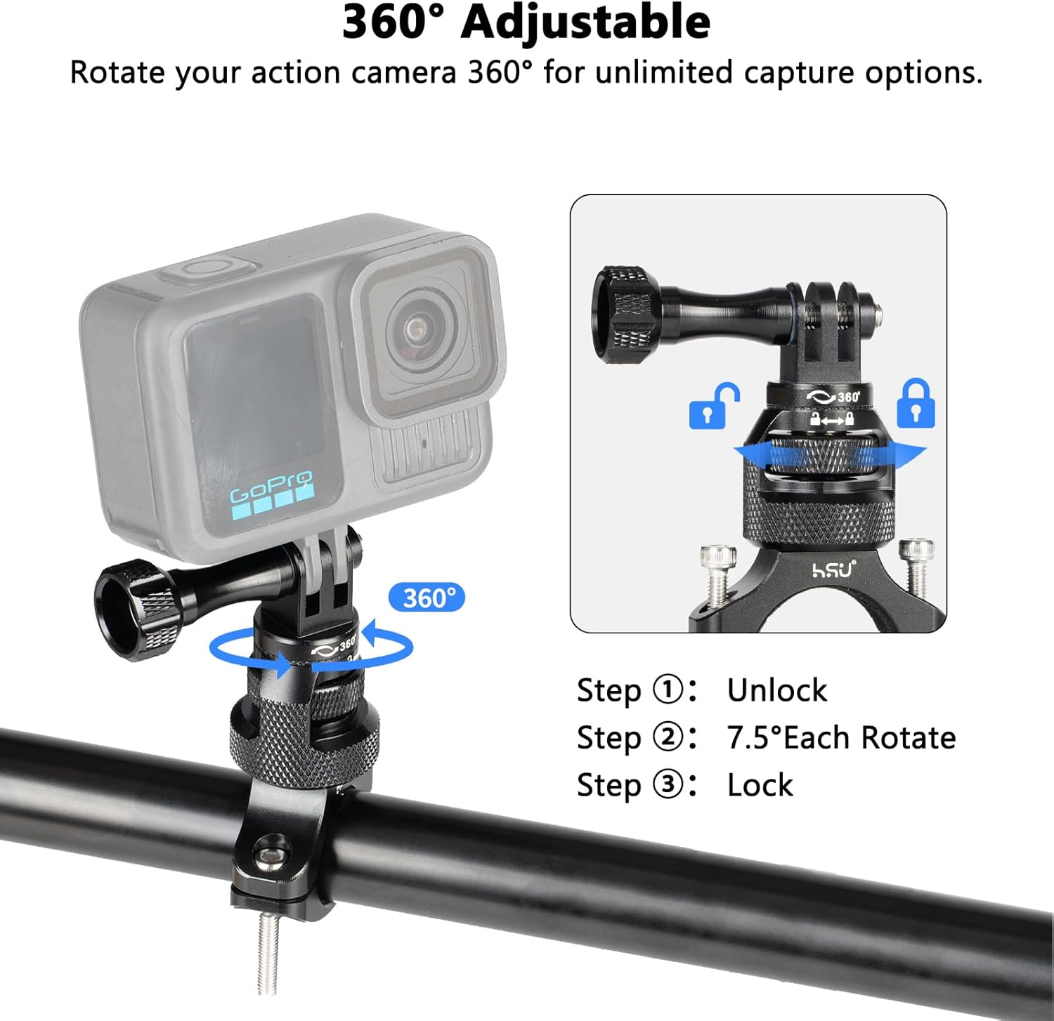 Detalle 2 de HSU Bike Handlebar Clamp Mount for GoPro