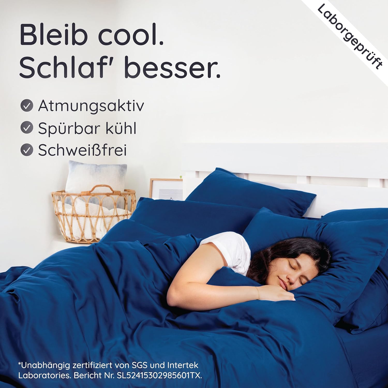 Detalle de Bambaw Bambus Bettwäsche 155 x 220 cm – kühlender Bezug aus 100% Bambusflor Tanboocel, Hotelqualität