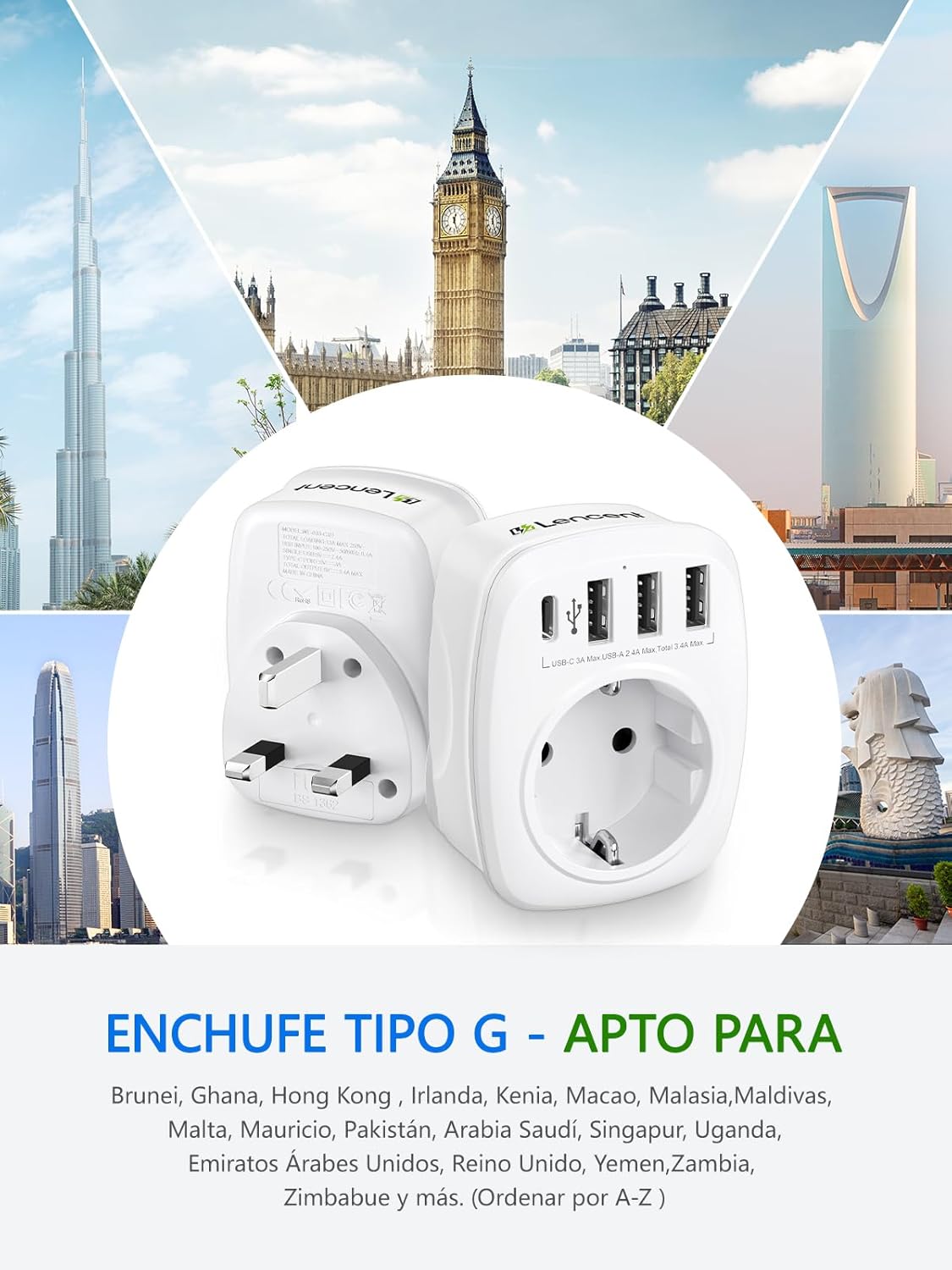 Thumbnail 1 de LENCENT Adaptador Enchufe UK 3250W