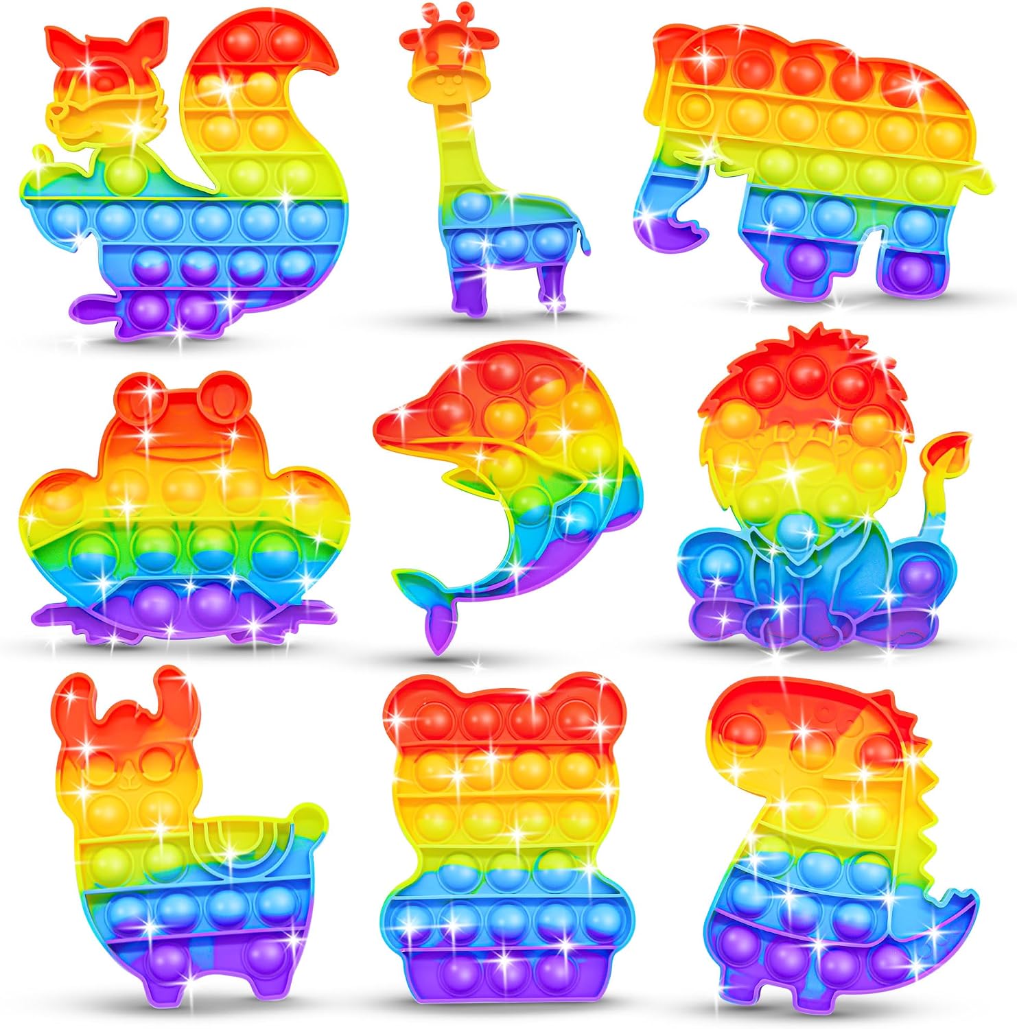 Detalle de BicMan 18-Pack Silicone Push Bubble Fidget Toys in Animal Shapes