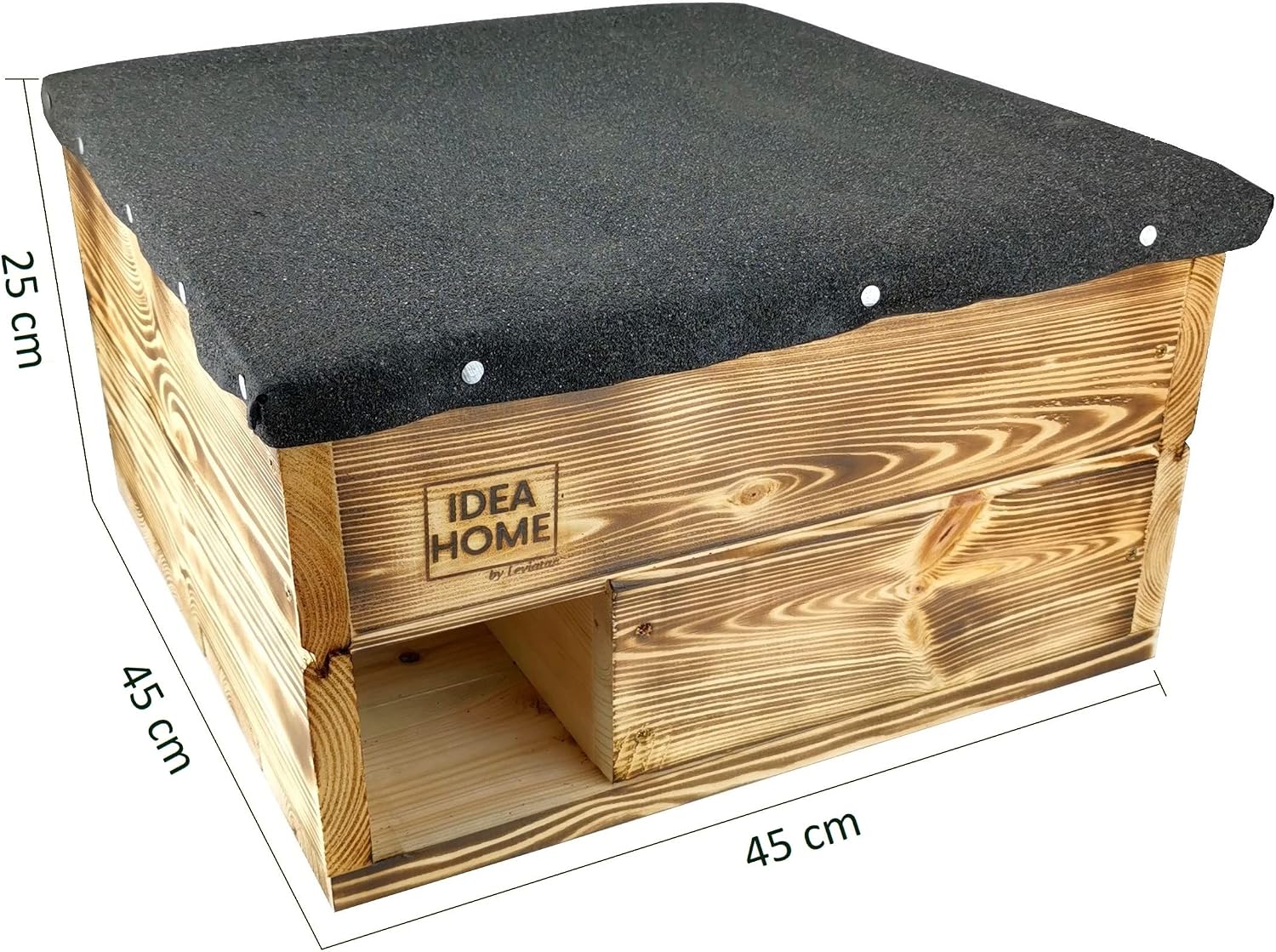 Detalle de IDEA HOME – domek dla jeży z litego drewna, z labiryntem i zdejmowanym dachem