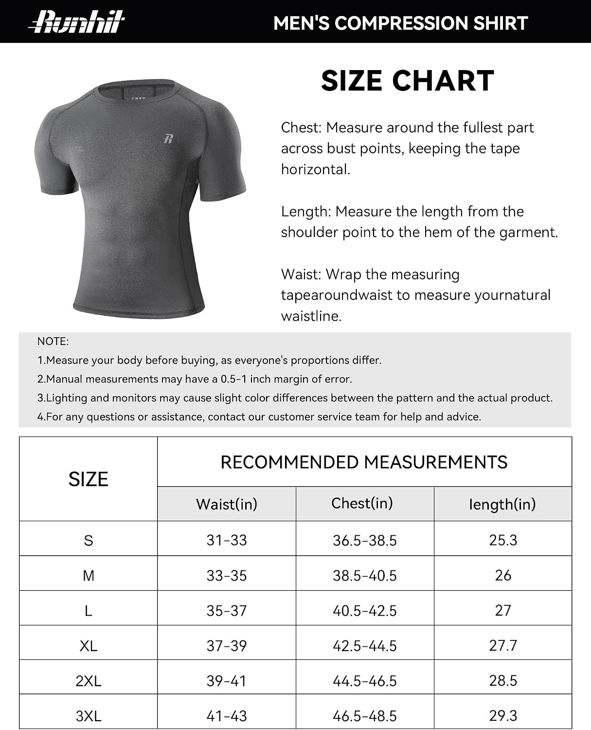 Thumbnail 6 de Runhit Men’s Compression Short Sleeve Shirt (1/3 Pack) – Quick-Dry Base Layer for Running, Gym & Cycling