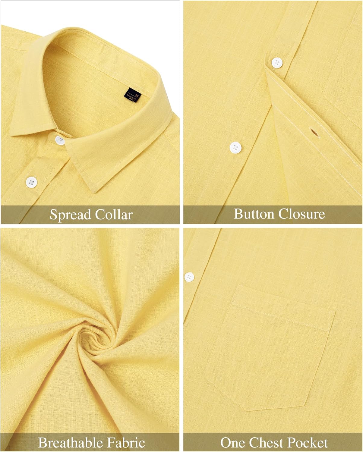 Thumbnail 4 de J.VER Men's Linen Short Sleeve Shirt with Chest Pocket – Lightweight Cotton Casual Button-Down