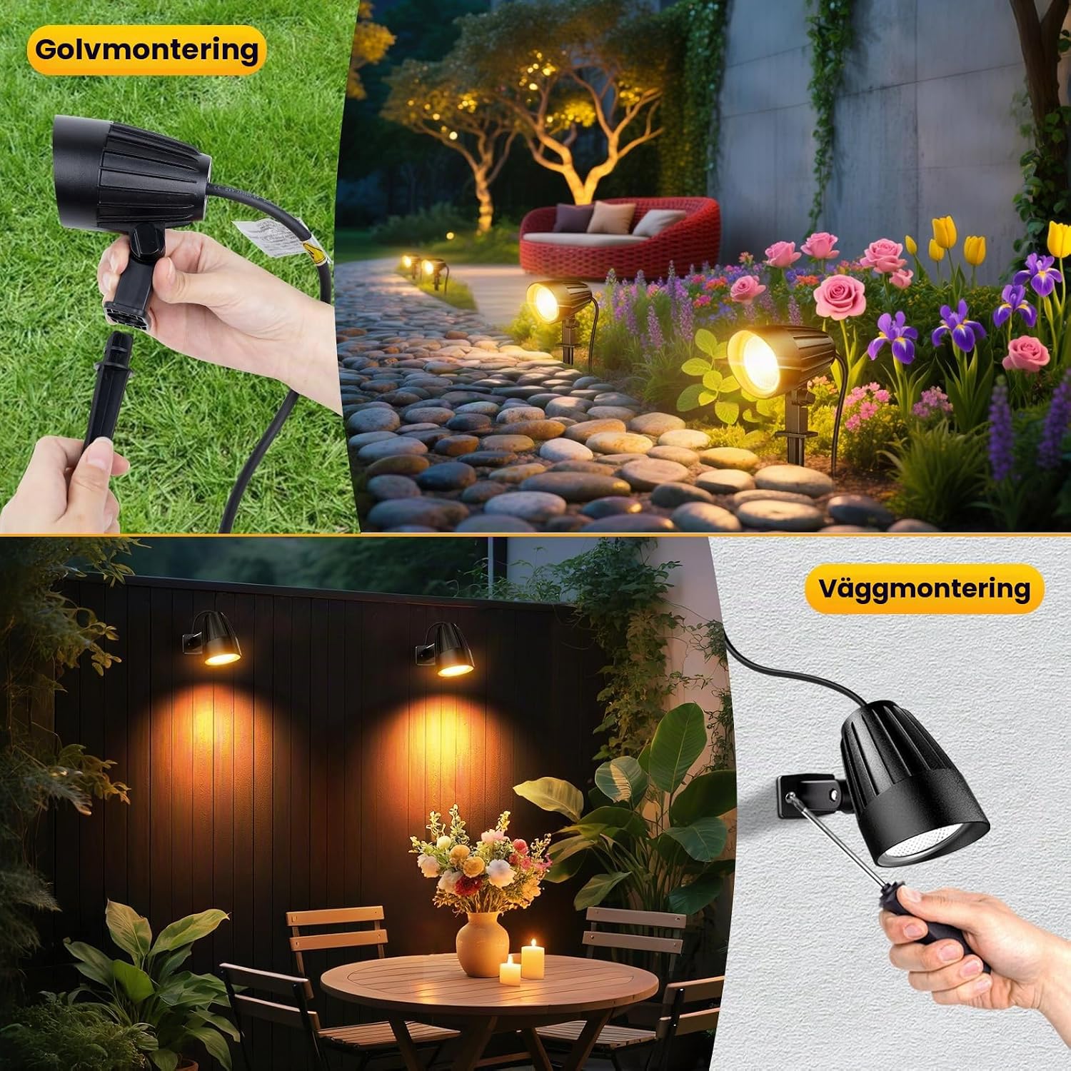 Detalle 1 de MEIKEE ASTA07 LED-trädgårdsspotlights, 4-pack, 2 700 K, IP66