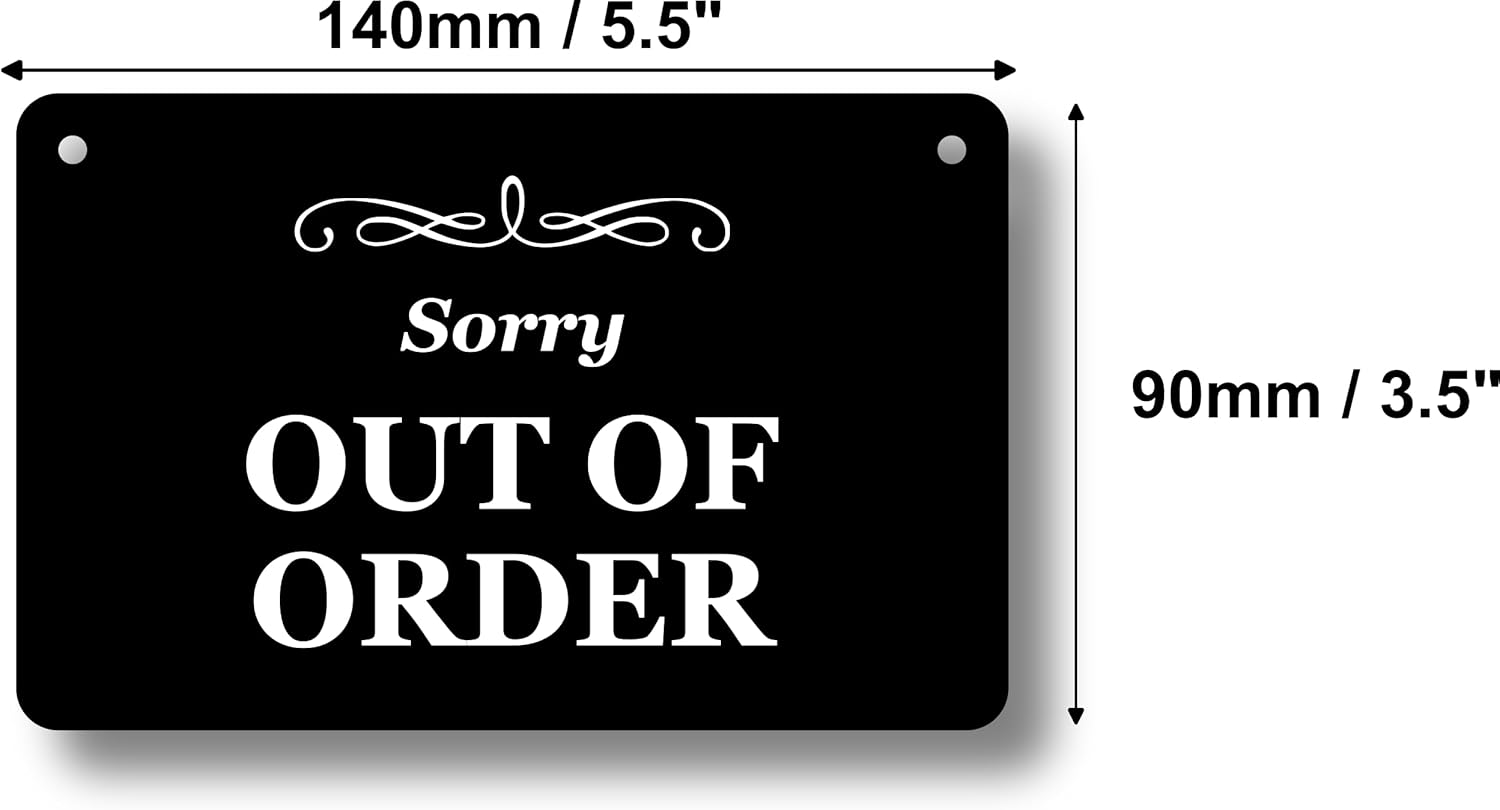Detalle 2 de Stylish 'Sorry OUT OF ORDER' Hanging Plaque – Waterproof Acrylic Sign with Black Twine