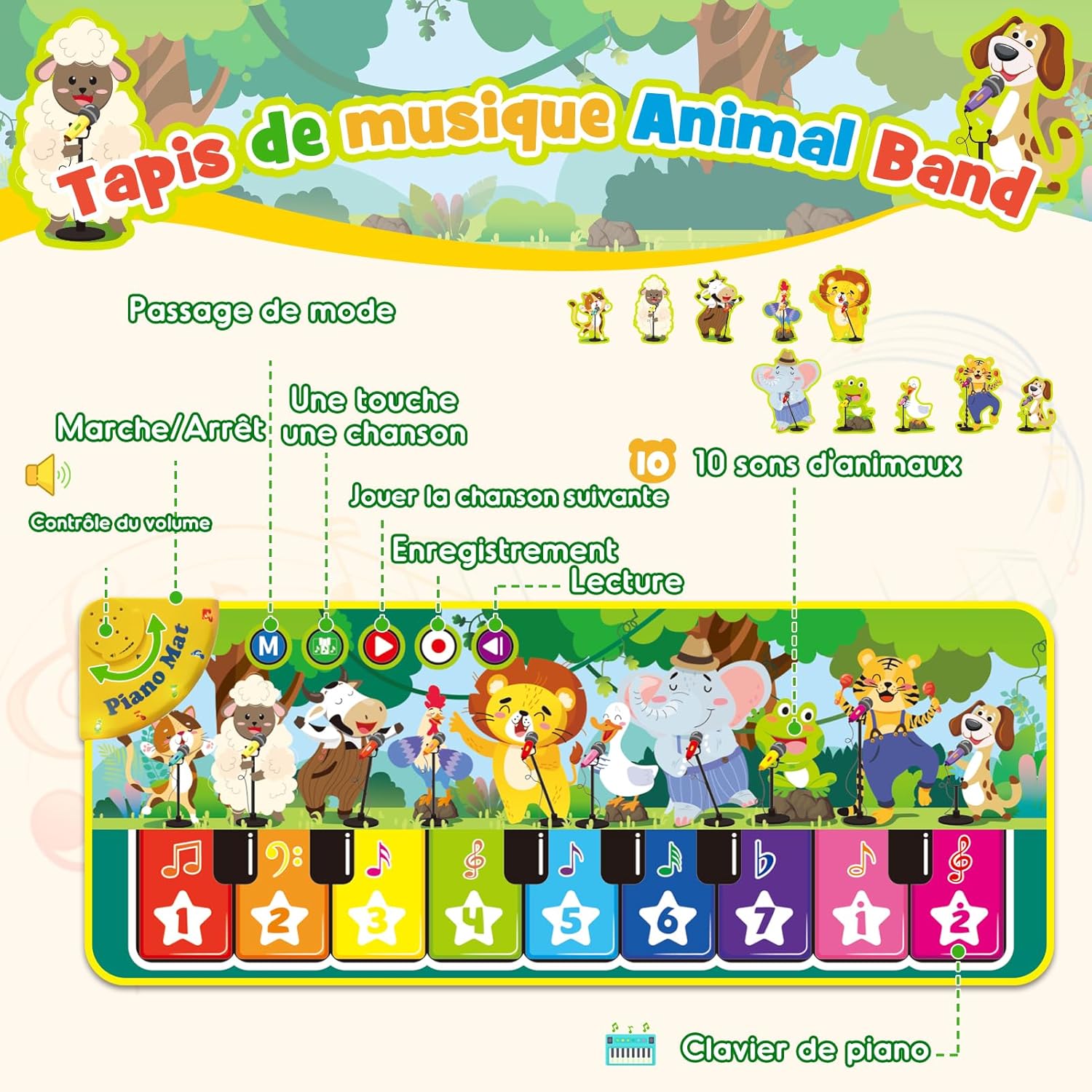 Thumbnail 1 de Gralal Tapis Piano Bébé 9 touches – 1 à 2 ans, 10 sons d’animaux et démos musicales