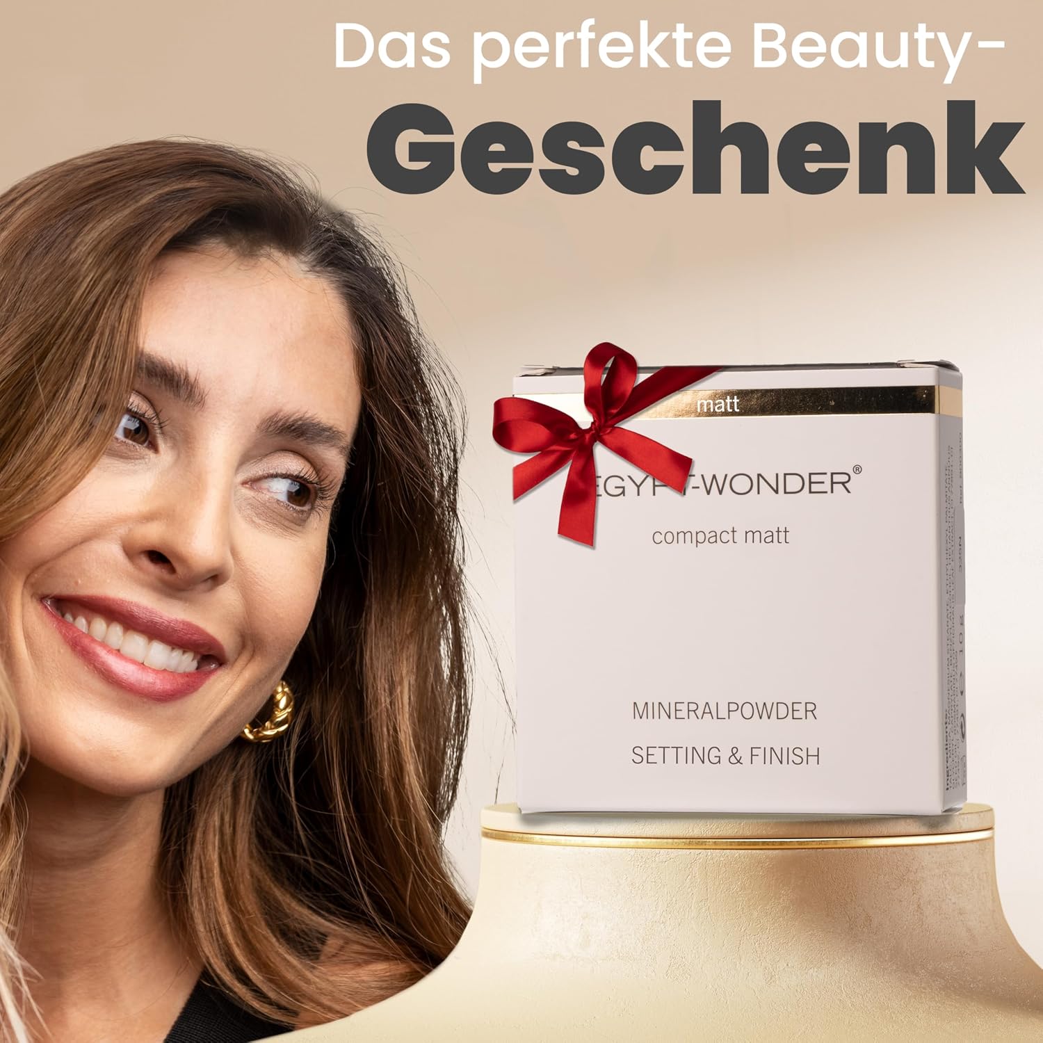 Detalle de EGYPT-WONDER Compact Single Matt Puder – Mineralpuder für einen ebenmäßigen, matten Teint (10 g)