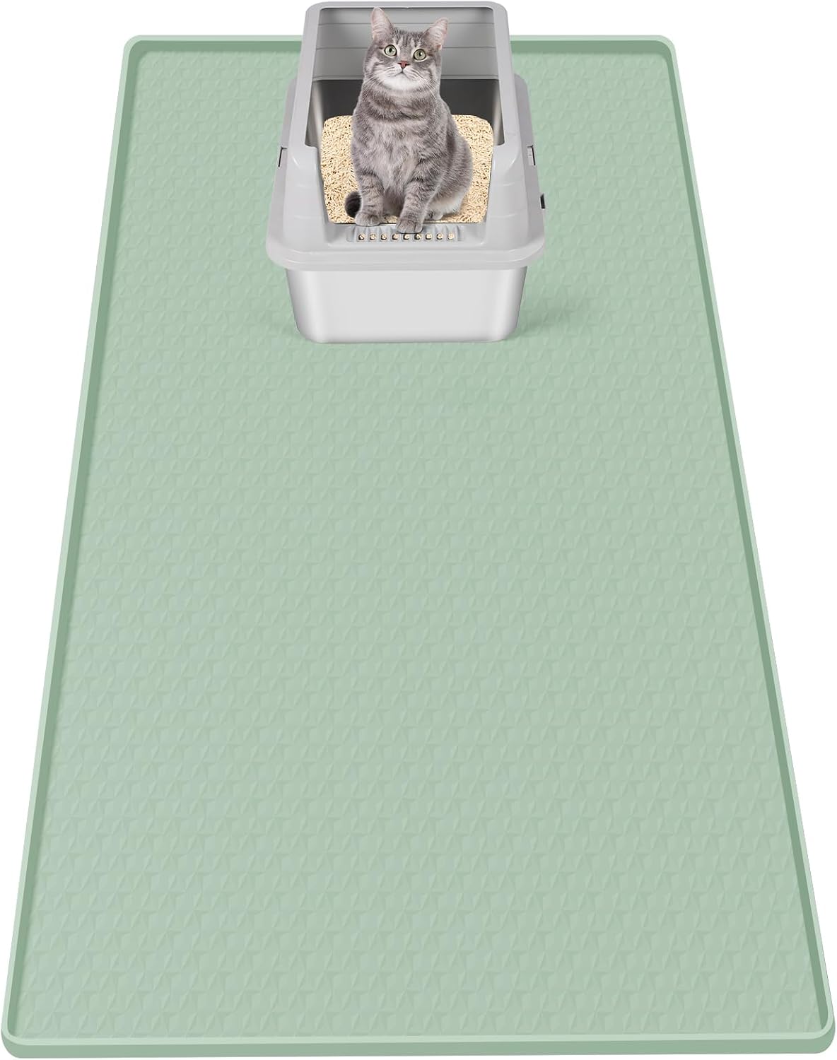 Detalle de Bartuke Cat Litter Mat XXL: Silicone, 51x26 inches, Diamond Pattern with Edge