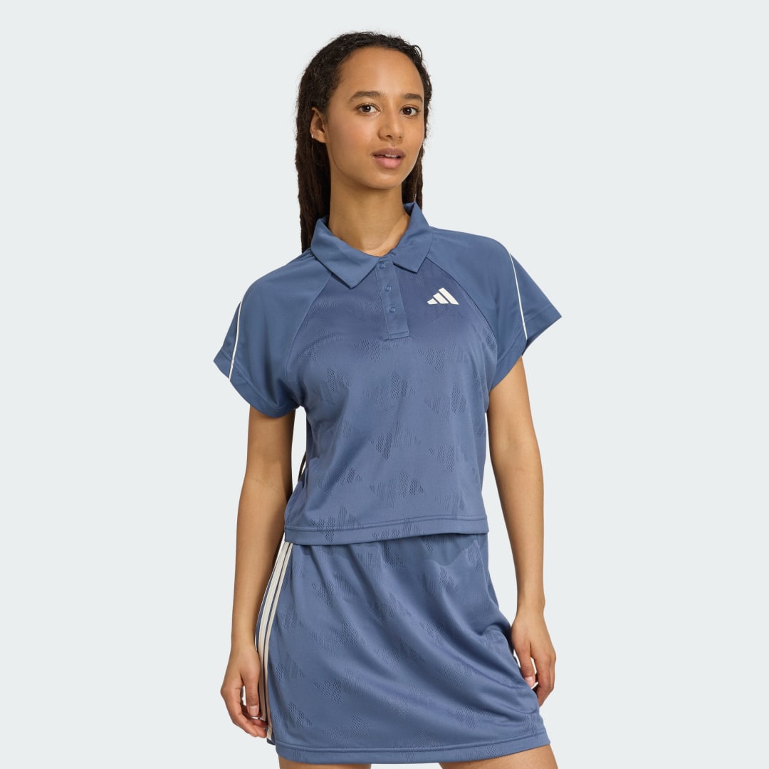 Thumbnail 2 de Camiseta Stadium 3 bandas Tennis Inspired Jacquard Polo de Adidas – Azul