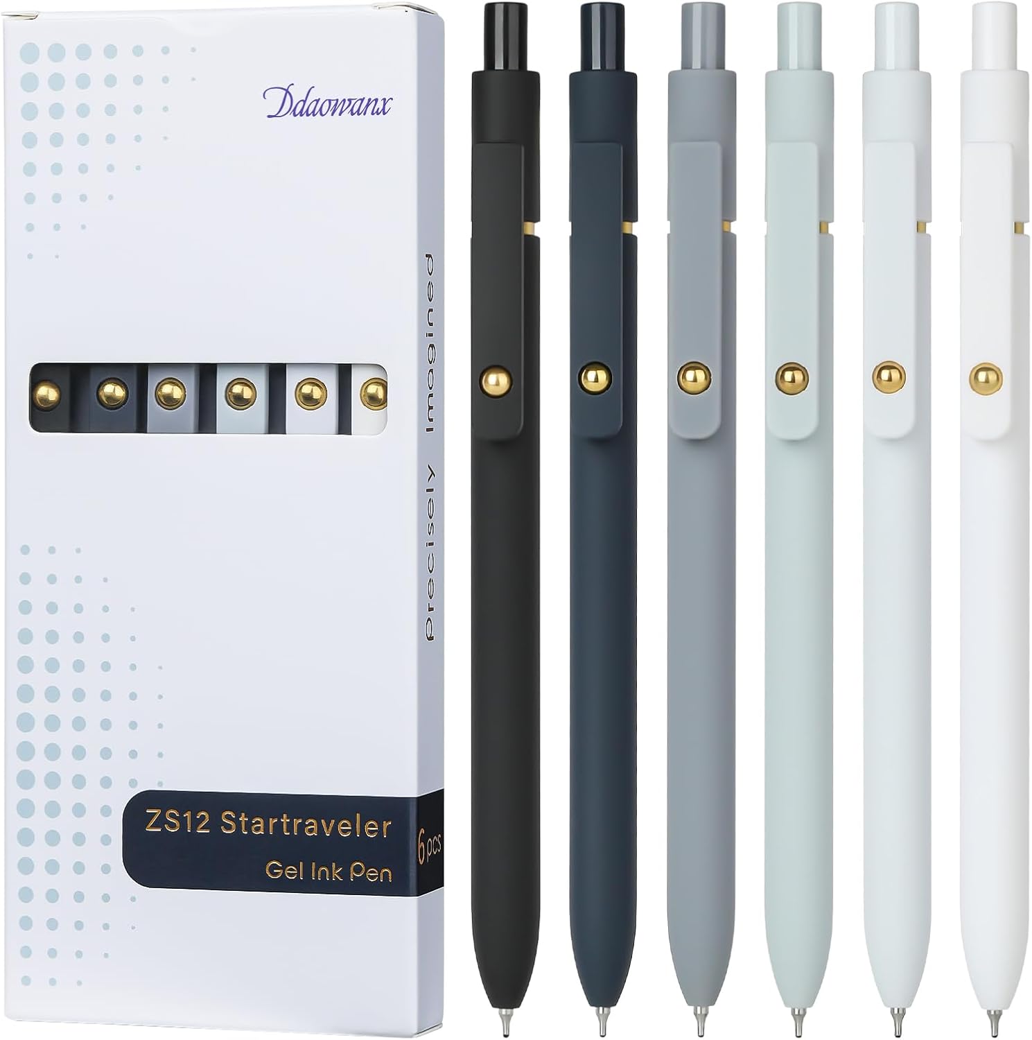 Detalle de Ddaowanx 6 Pcs 0.5mm Quick Dry Black Ink Fine Point Gel Pens