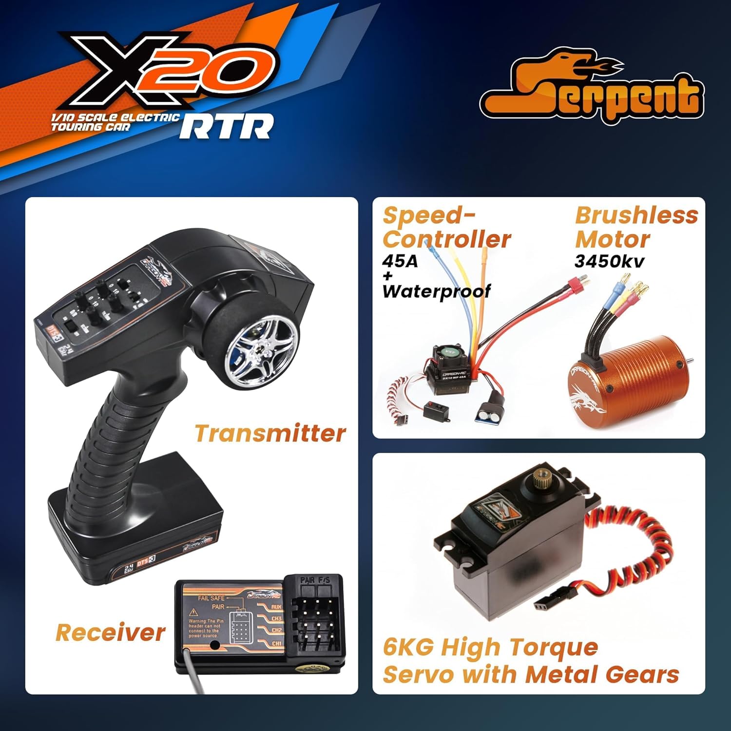 Thumbnail 3 de Serpent X20 1/10 RC Touring Car RTR: velocità e controllo su pista