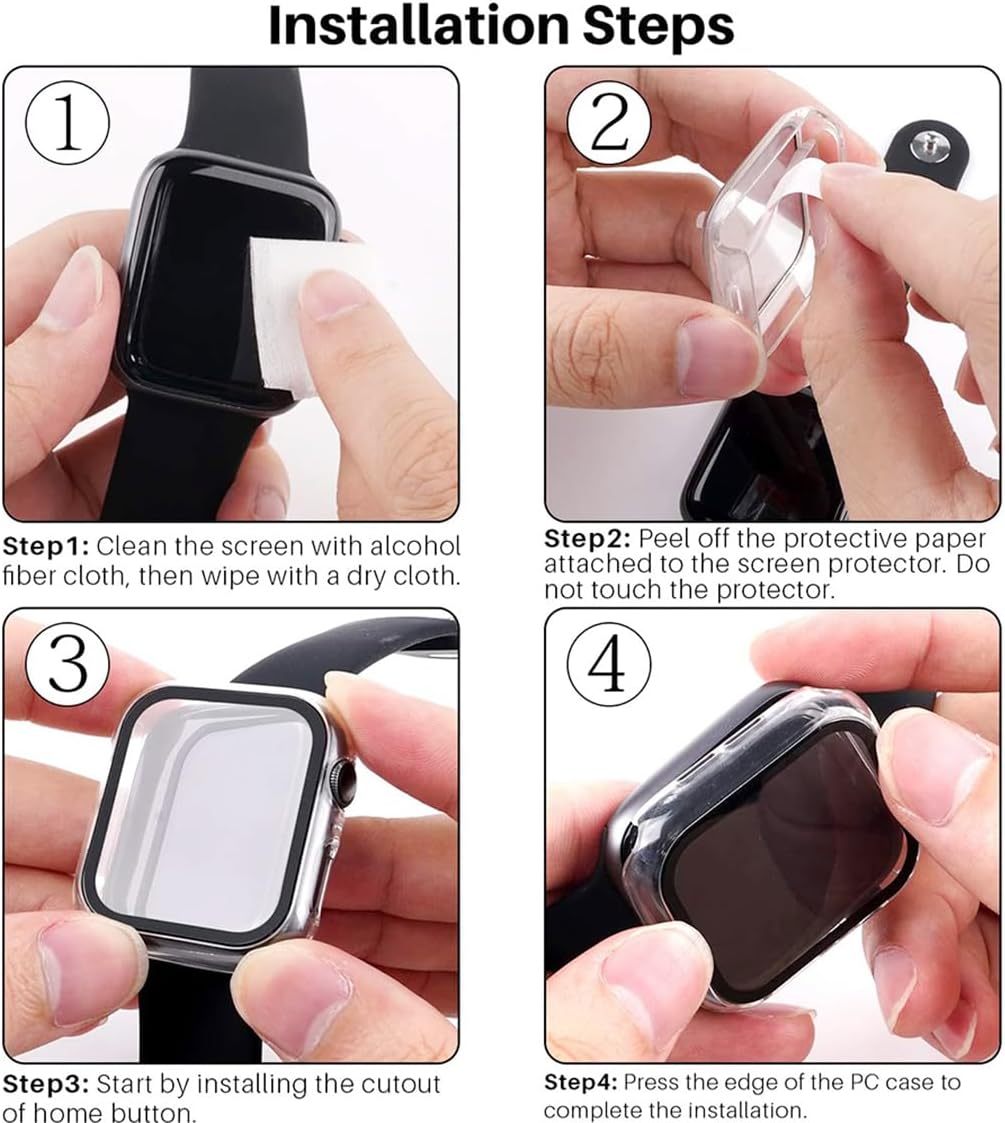 Thumbnail 6 de HANKN Hart Hülle + Displayschutz 2er-Set für Apple Watch Series 9/8/7 45mm – Klarer Schutz aus PC und gehärtetem Glas