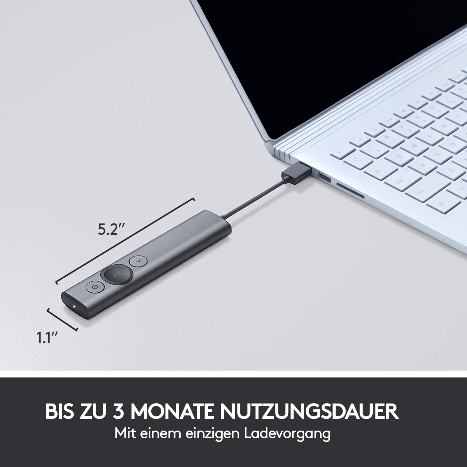 Thumbnail 2 de Logitech Spotlight Presenter – kabelloser Laserpointer mit Timer, Bluetooth & 2,4-GHz-USB-Empfänger
