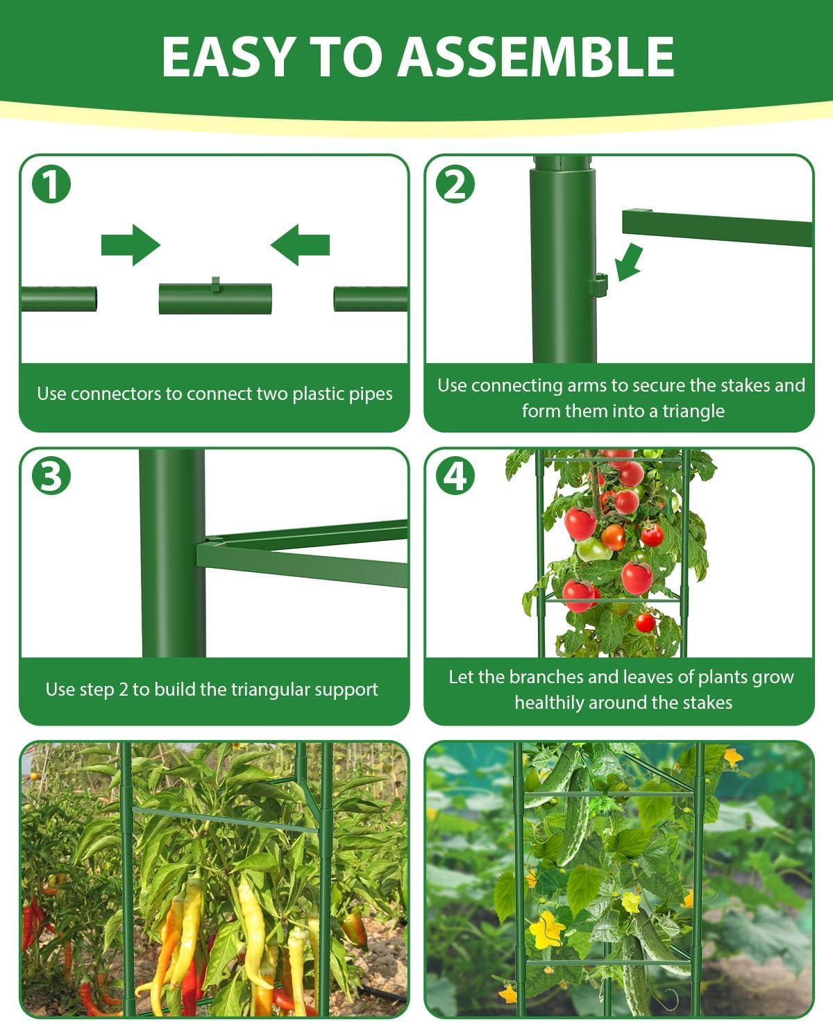 Thumbnail 4 de MYMULIKE 6Pack Tomato Supports 130cm