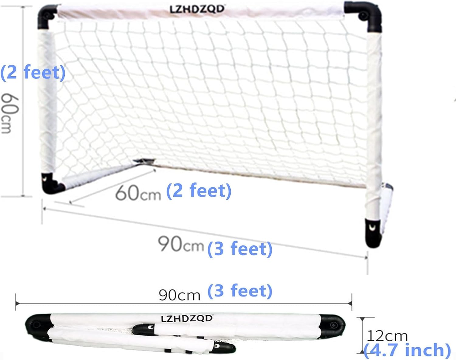 Thumbnail 6 de LZHDZQD Kids Foldable Mini Football Goal (Indoor/Outdoor) with Carry Bag & Hooks