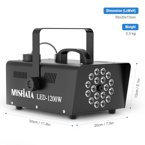 Detalle de MOSFiATA Maquina de Humo Profesional 1200W con 18 LEDs RGB para Fiestas y Eventos