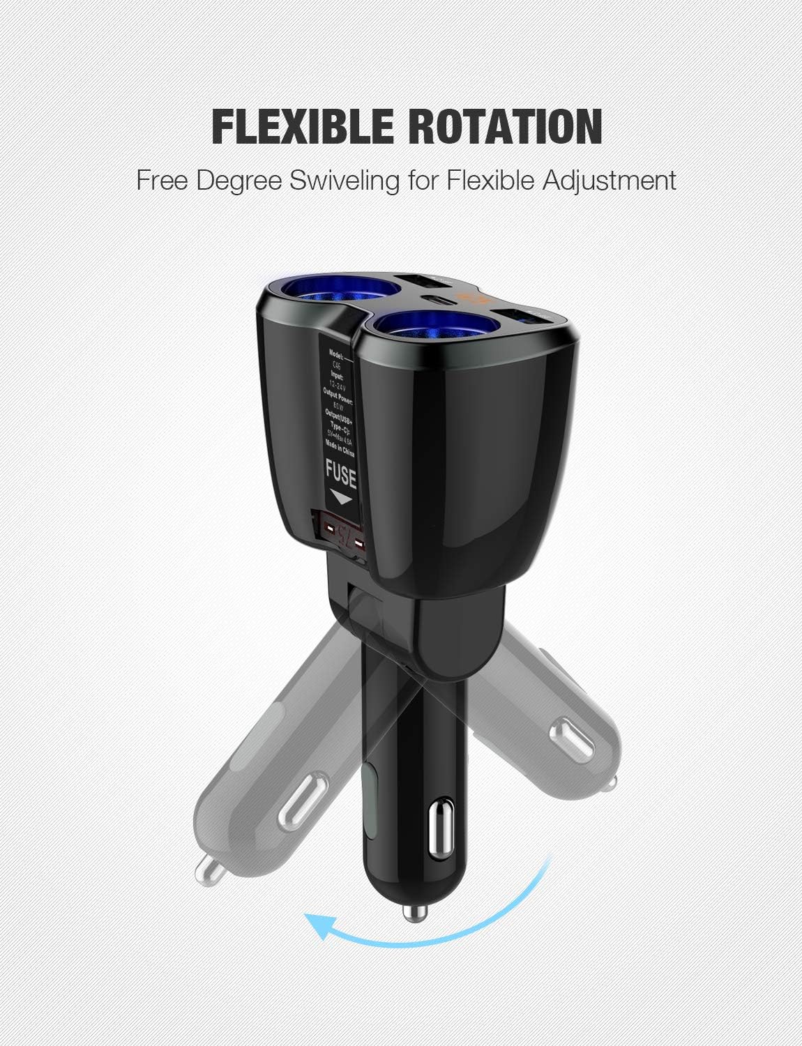 Detalle de Otium USB C Car Charger 80W Dual Ports