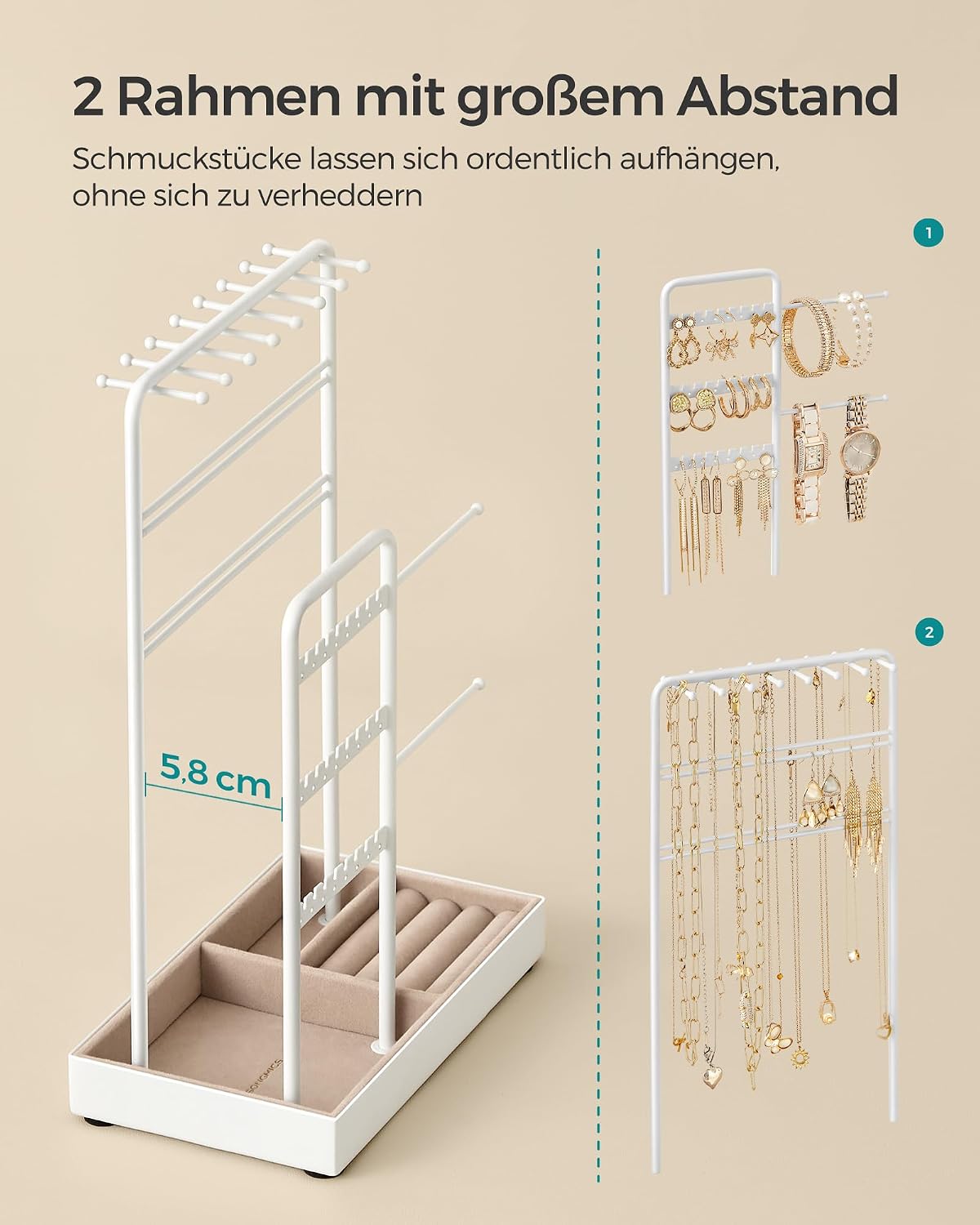 Detalle de SONGMICS Schmuckständer für Schmuck 30 cm