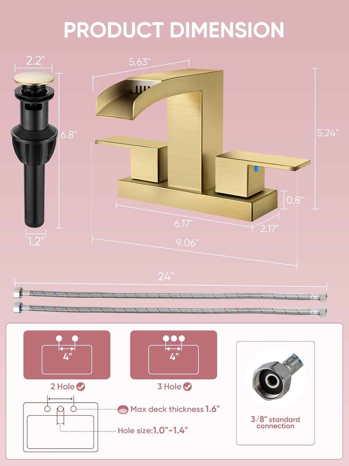 Thumbnail 6 de Cobbe Bathroom Faucet, Brushed Gold