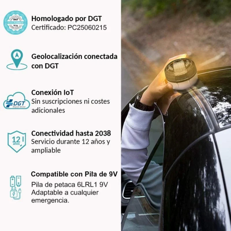 Thumbnail 2 de Baliza V16 Homologada Geolocalización DGT 3.0 de Raykong | LED 360º, eSIM y datos hasta 2038