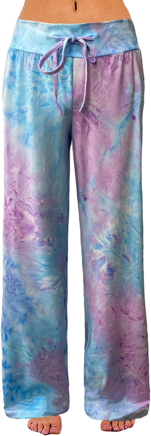 Thumbnail 4 de cko Women's Comfy Casual Stretch Pajama Pants with Drawstring Palazzo Lounge Pants Wide Leg