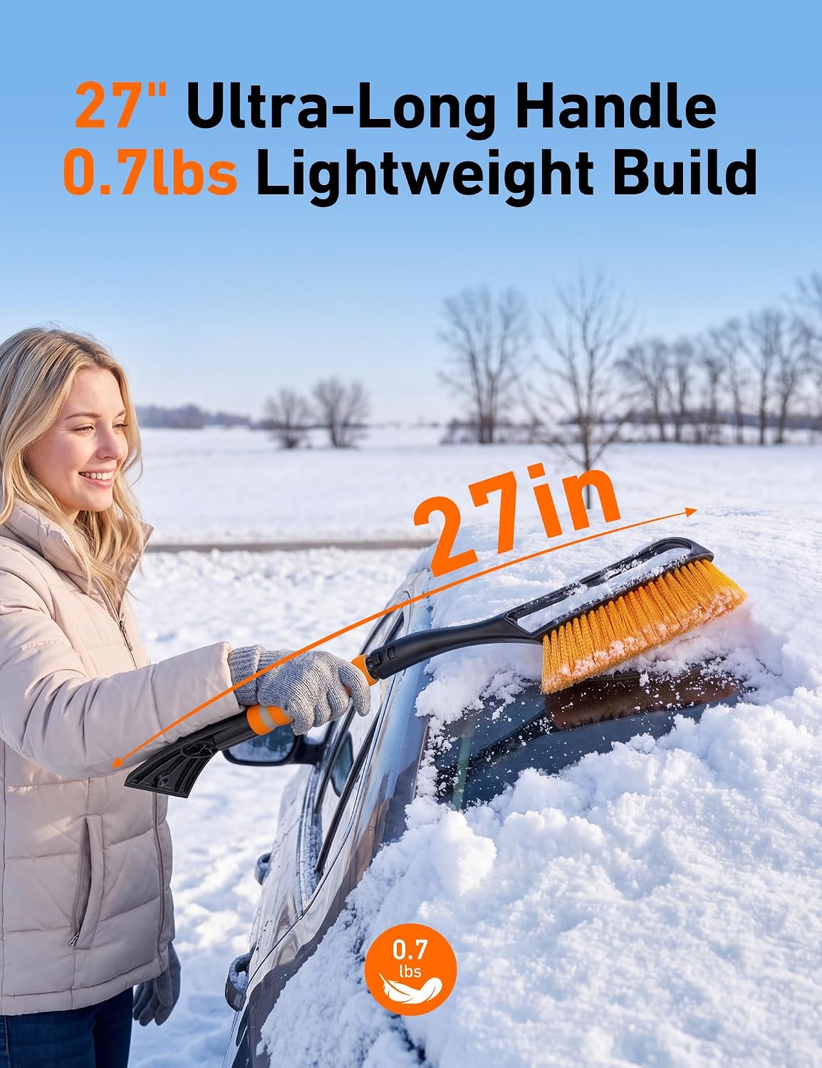 Detalle 2 de AstroAI snow brush and ice scraper, 27-inch