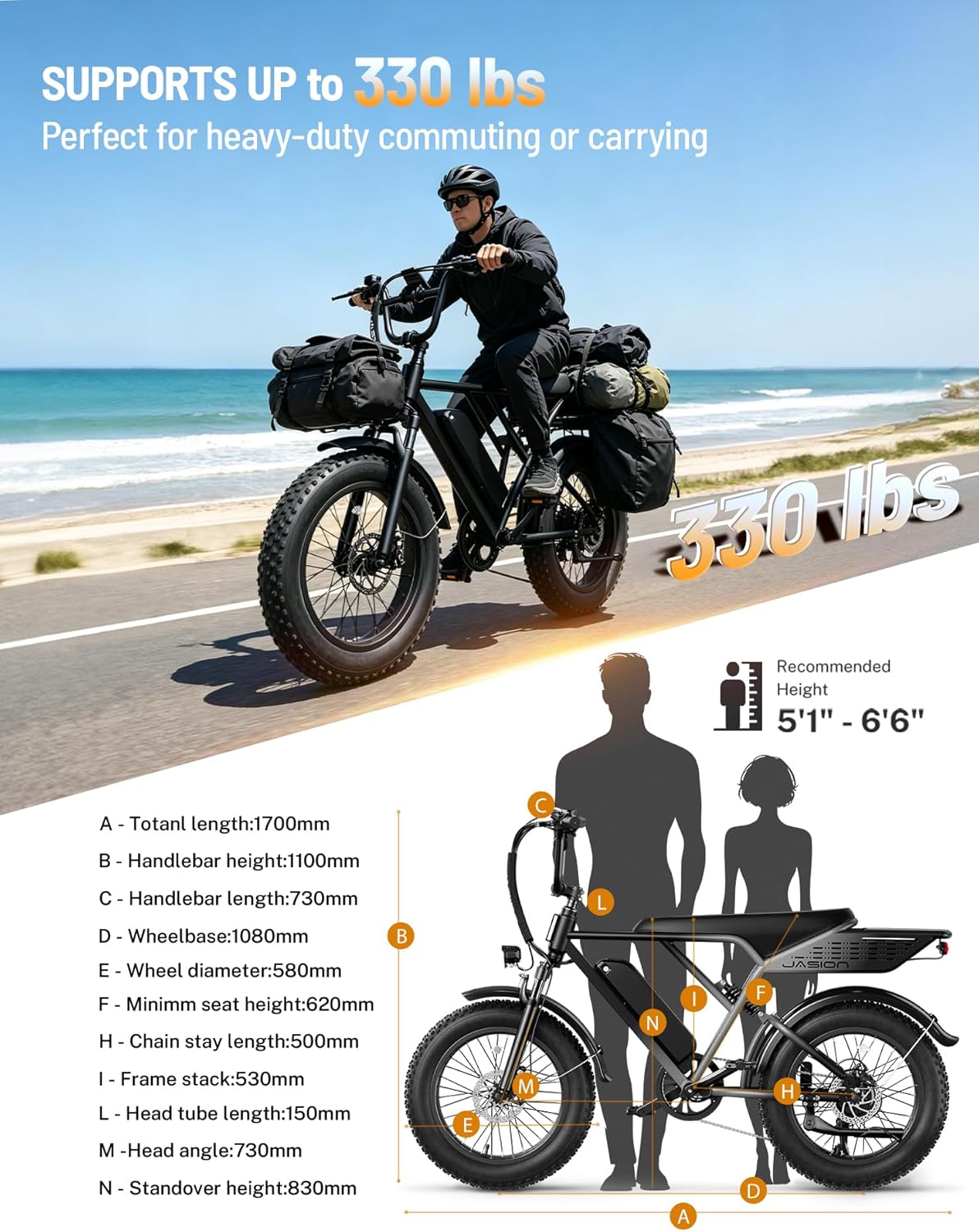 Thumbnail 6 de Jasion Fat Tire Electric Bike 48V 15Ah
