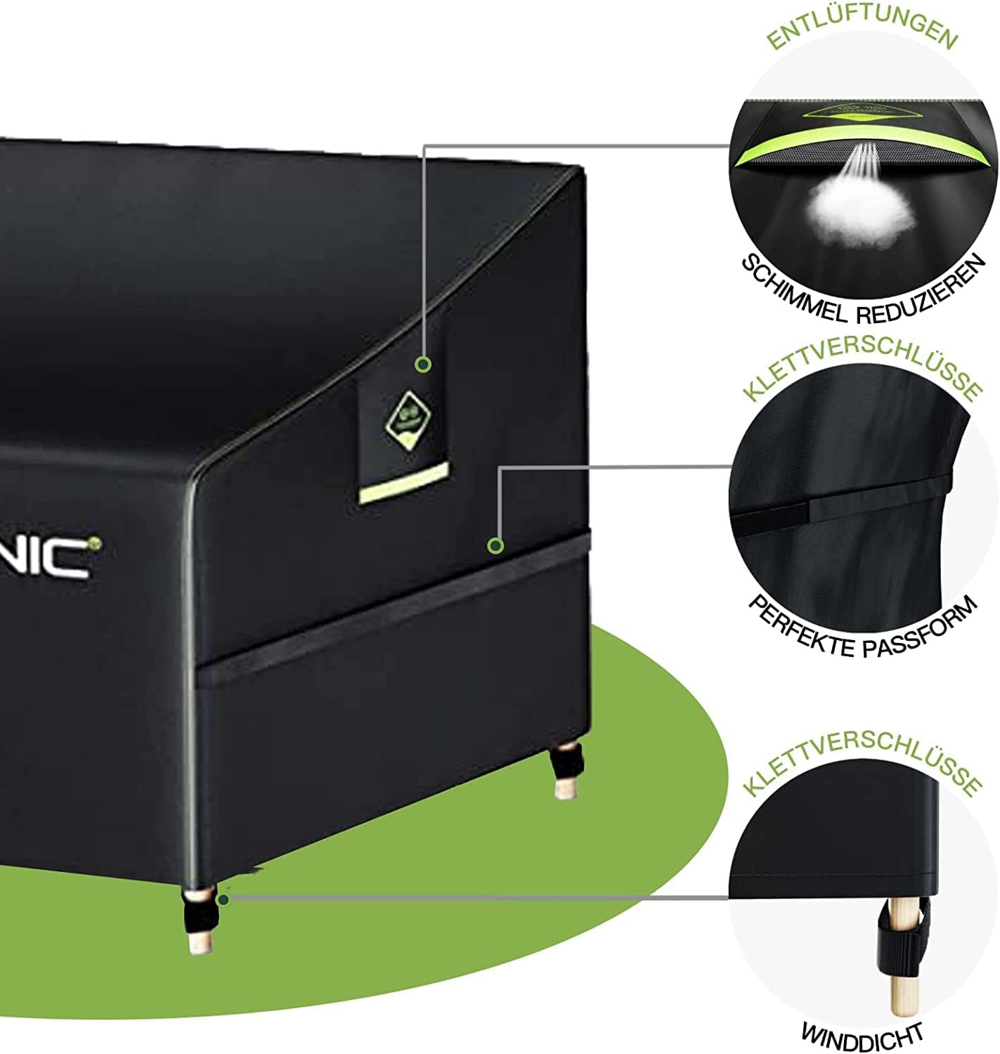 Detalle 1 de AWNIC S220-3D tuinbankhoes voor 3-zits loungebank, waterdicht en uv-bestendig