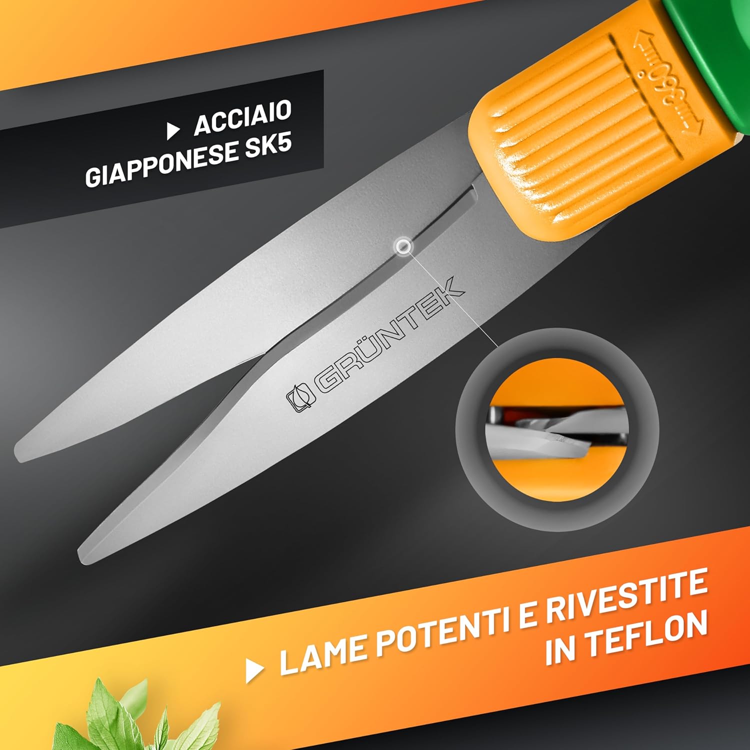 Thumbnail 1 de GRÜNTEK Cesoie da prato 38 cm – Forbici rotanti 360° con lame SK5 e impugnatura ergonomica