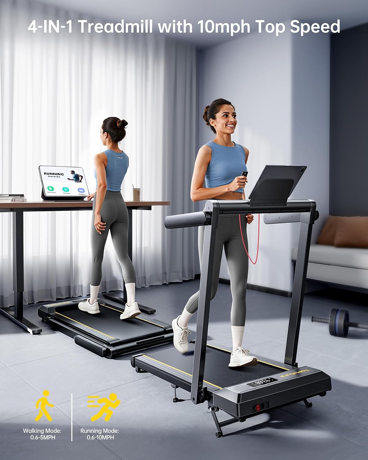 Detalle 2 de TOPUTURE TP5 4-in-1 Folding Treadmill with 12% Incline and Bluetooth
