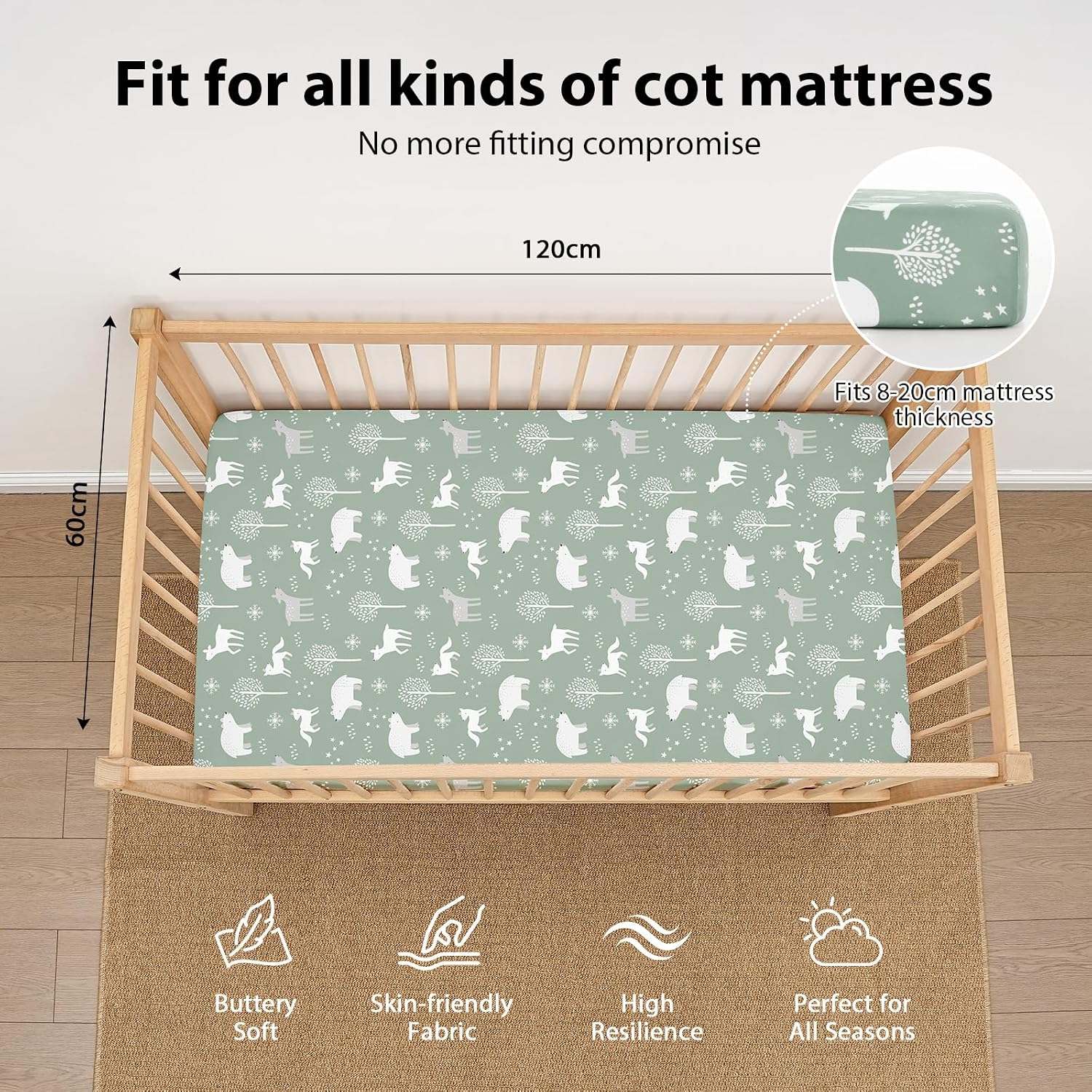 Detalle de FIEMOL Baby Cot Sheets 120 x 60cm cot bedding