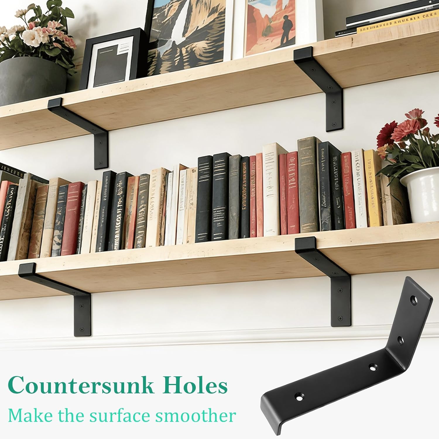 Thumbnail 2 de scicent 45386 Shelf Brackets, 10-Inch Black 4-Pack with Retaining Lips