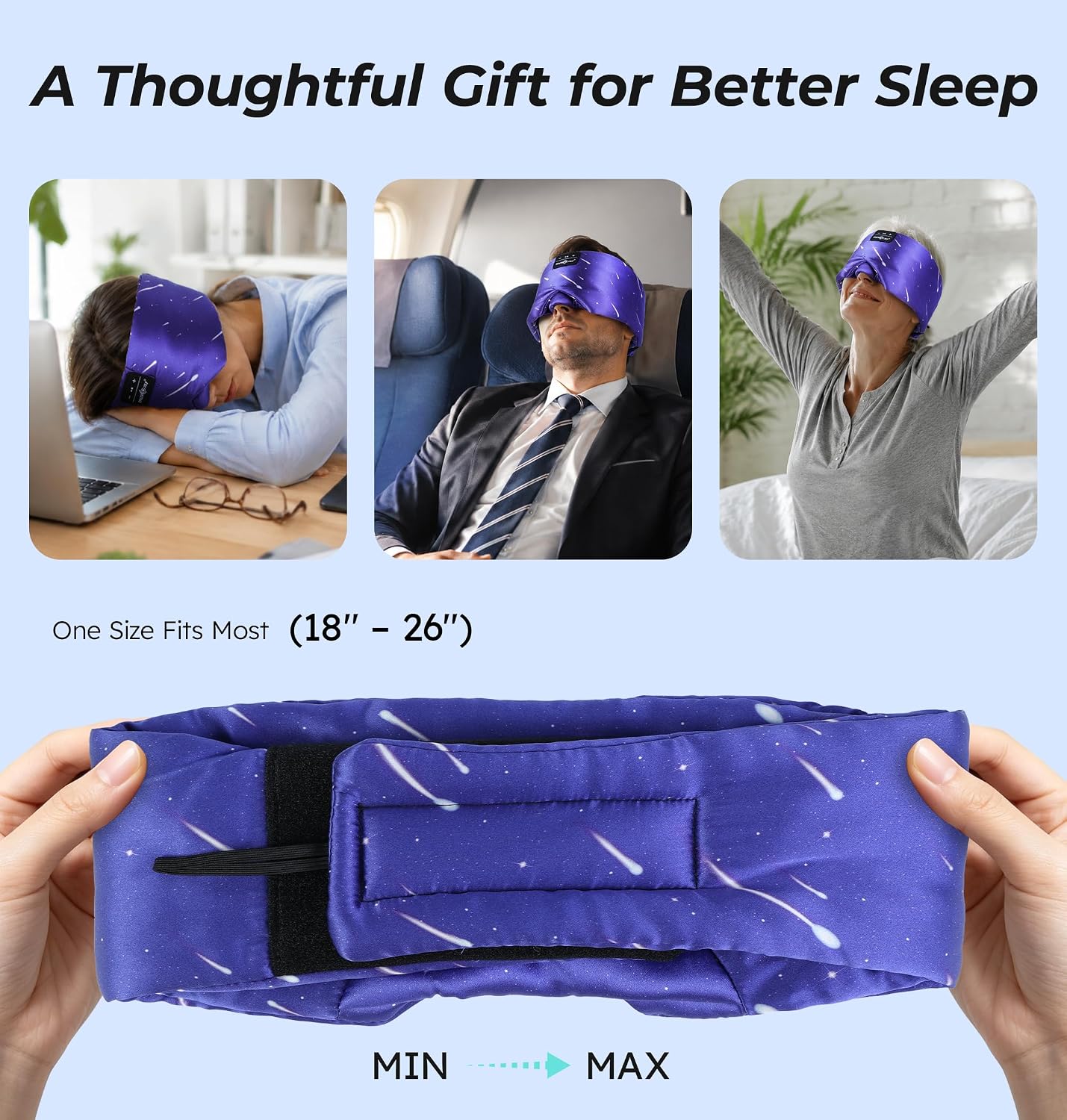 Detalle de Musicozy Sleep Mask Headphones with Silk Eye Mask and Bluetooth Audio