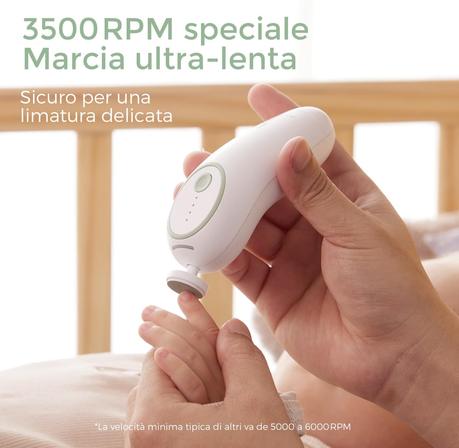 Detalle 2 de Momcozy Lima elettrica ricaricabile per unghie bambini, LED 360° e 7 strumenti di ricambio
