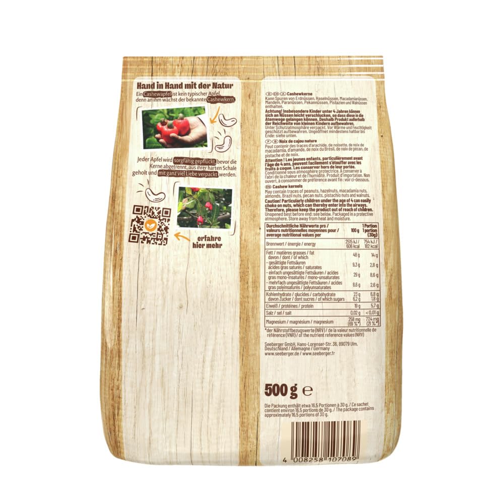 Thumbnail 1 de Seeberger Ganze Cashewkerne naturbelassen – vegan, ohne Zusatzstoffe (1 x 500 g)