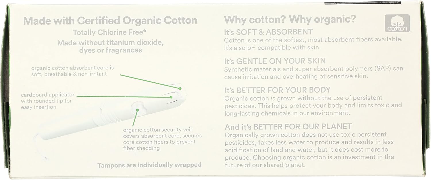 Thumbnail 1 de 365 by Whole Foods Market Tampons with Cardboard Applicators, Super Absorbency, Organic Cotton, Unscented – 14 Count