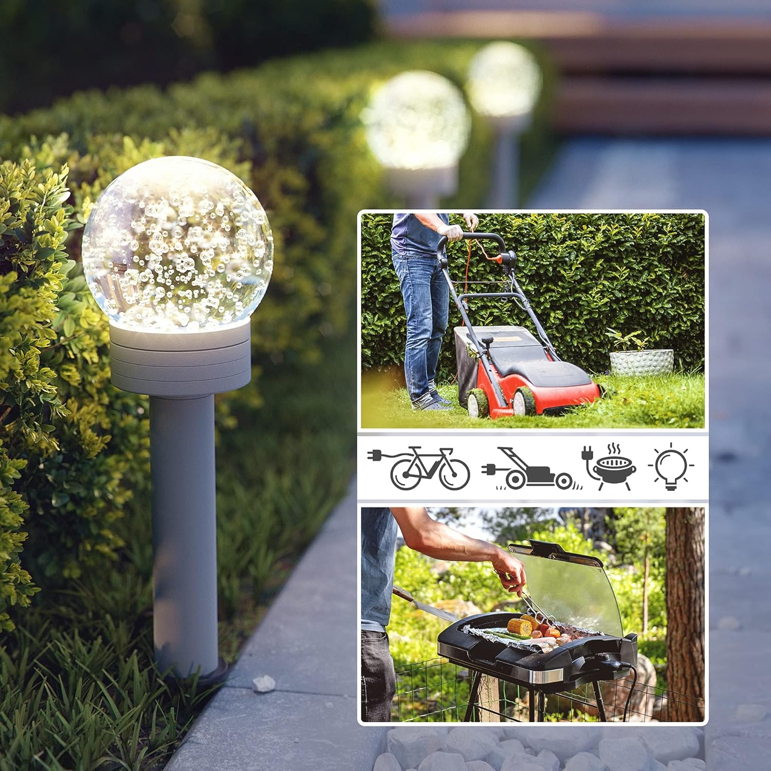 Thumbnail 3 de ledscom.de Garten-Steckdosen-Säule POMI – 2-Fach, Erdspieß, IP44, anthrazit, eckig, 23 cm