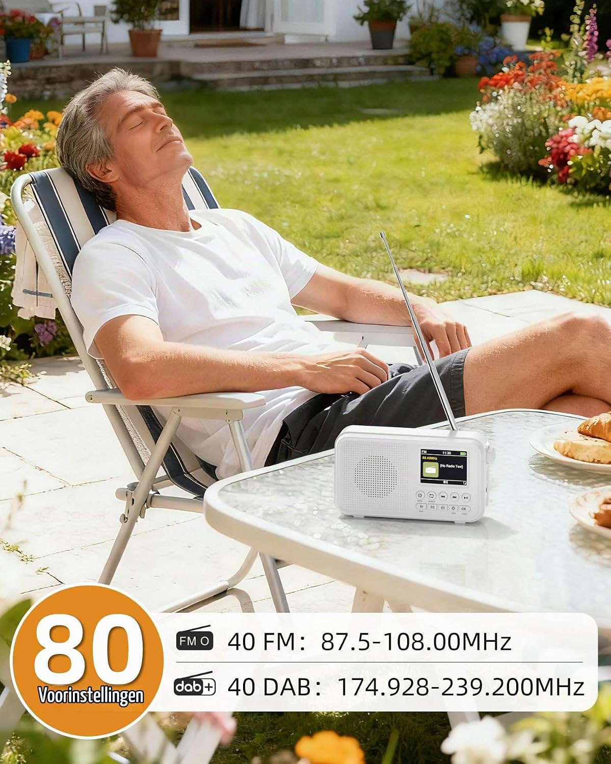 Detalle de Mesqool 1031DAB draagbare DAB+-radio met kleurendisplay en Bluetooth