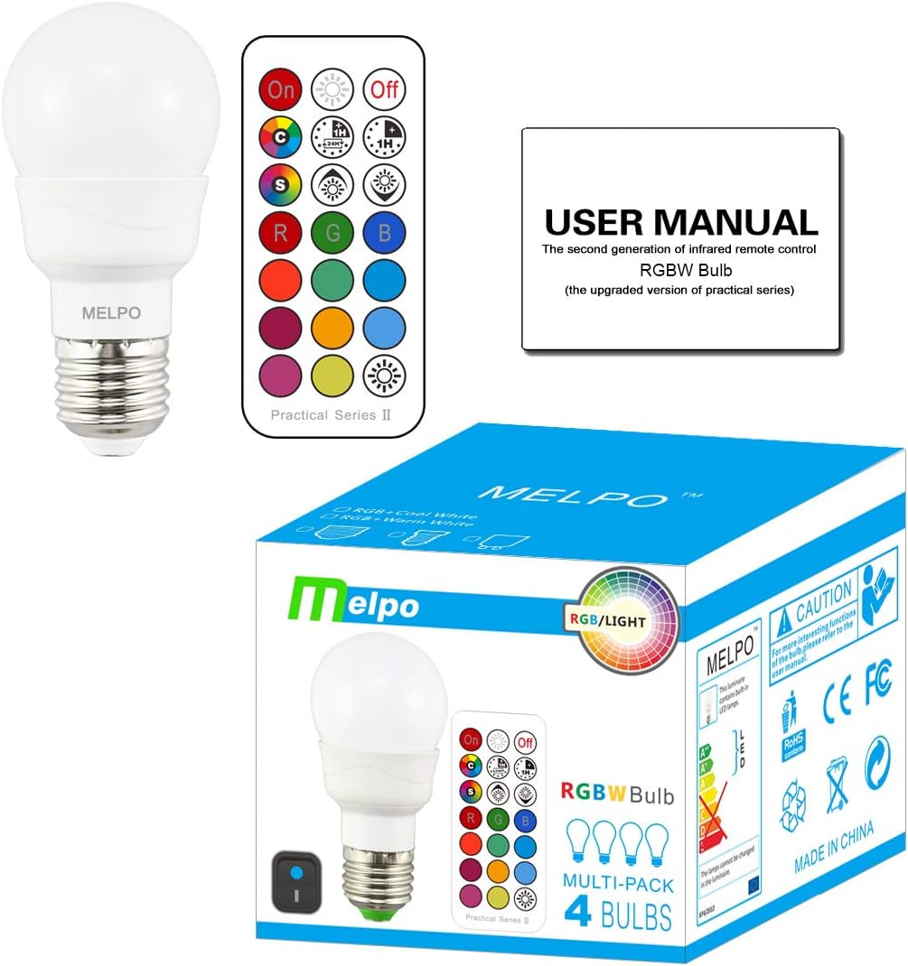 Thumbnail 5 de MELPO BR16-SA50 RGB LED Bulbs, 5W, 12 Colours, E26, 4-Pack
