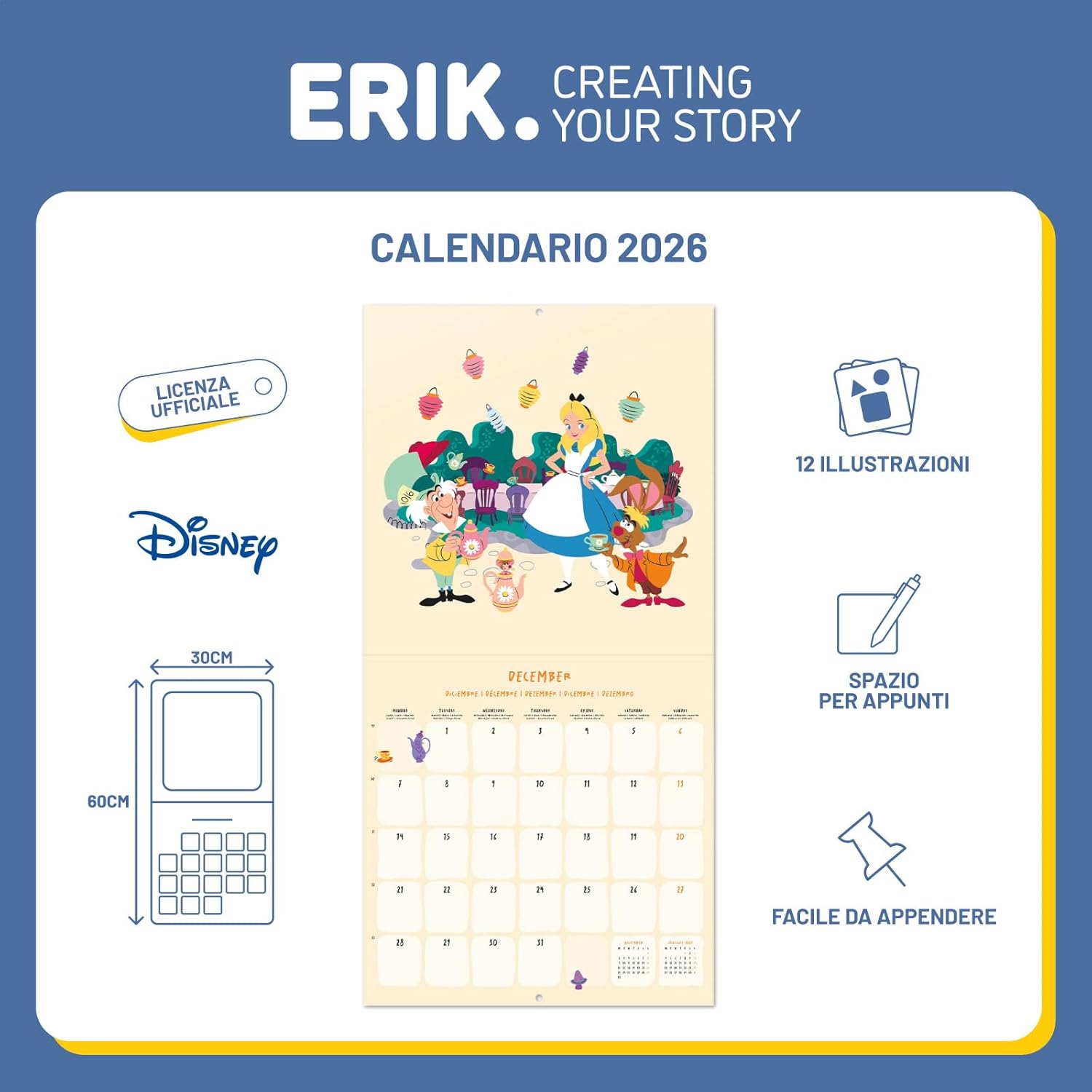 Thumbnail 2 de Grupo Erik Calendario da muro 2026 Alice nel Paese delle Meraviglie 📅