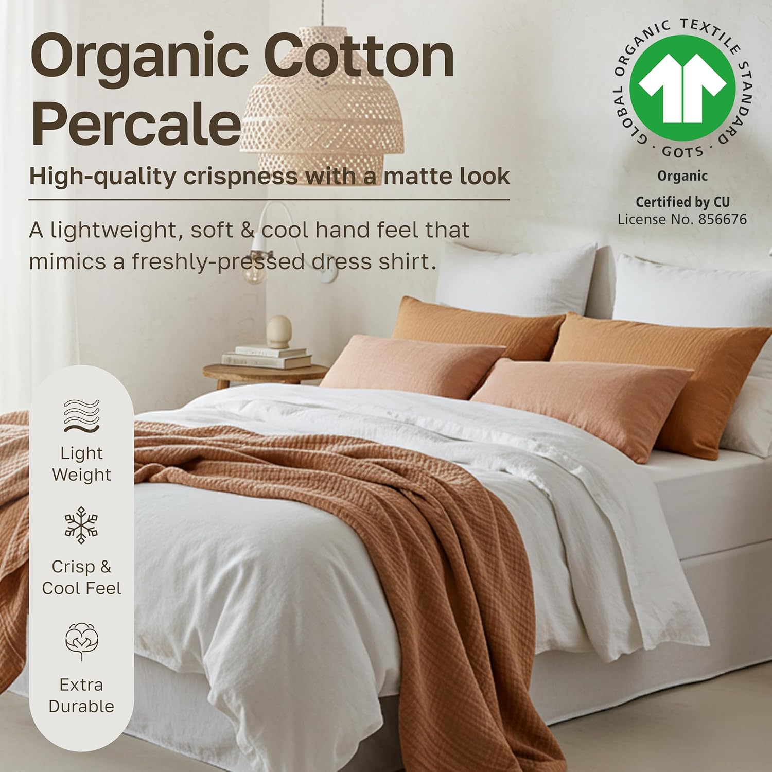 Detalle de California Design Den Queen Sheet Set 100% Organic Cotton