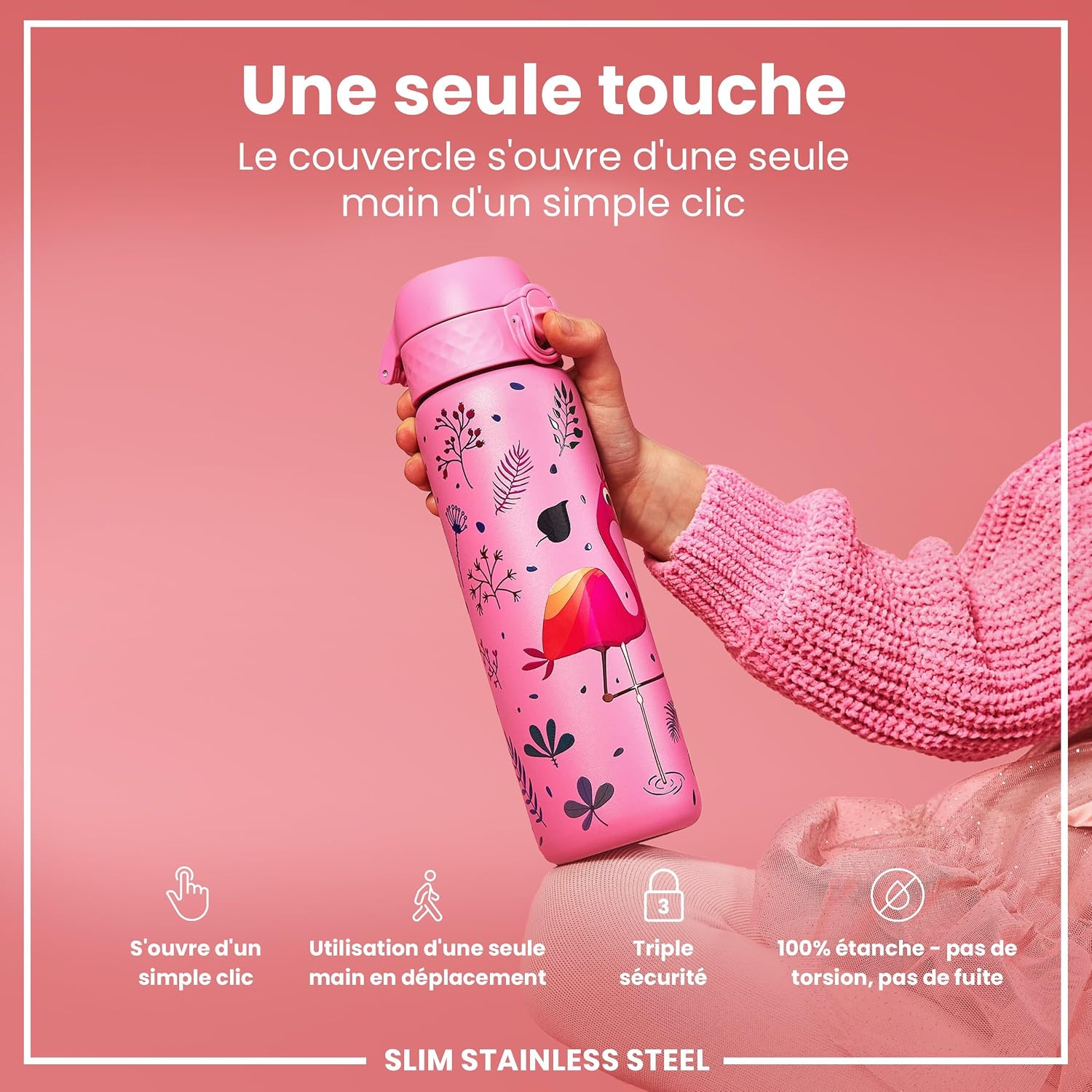 Detalle de ion8 Gourde anti-fuite motif flamant đ„€