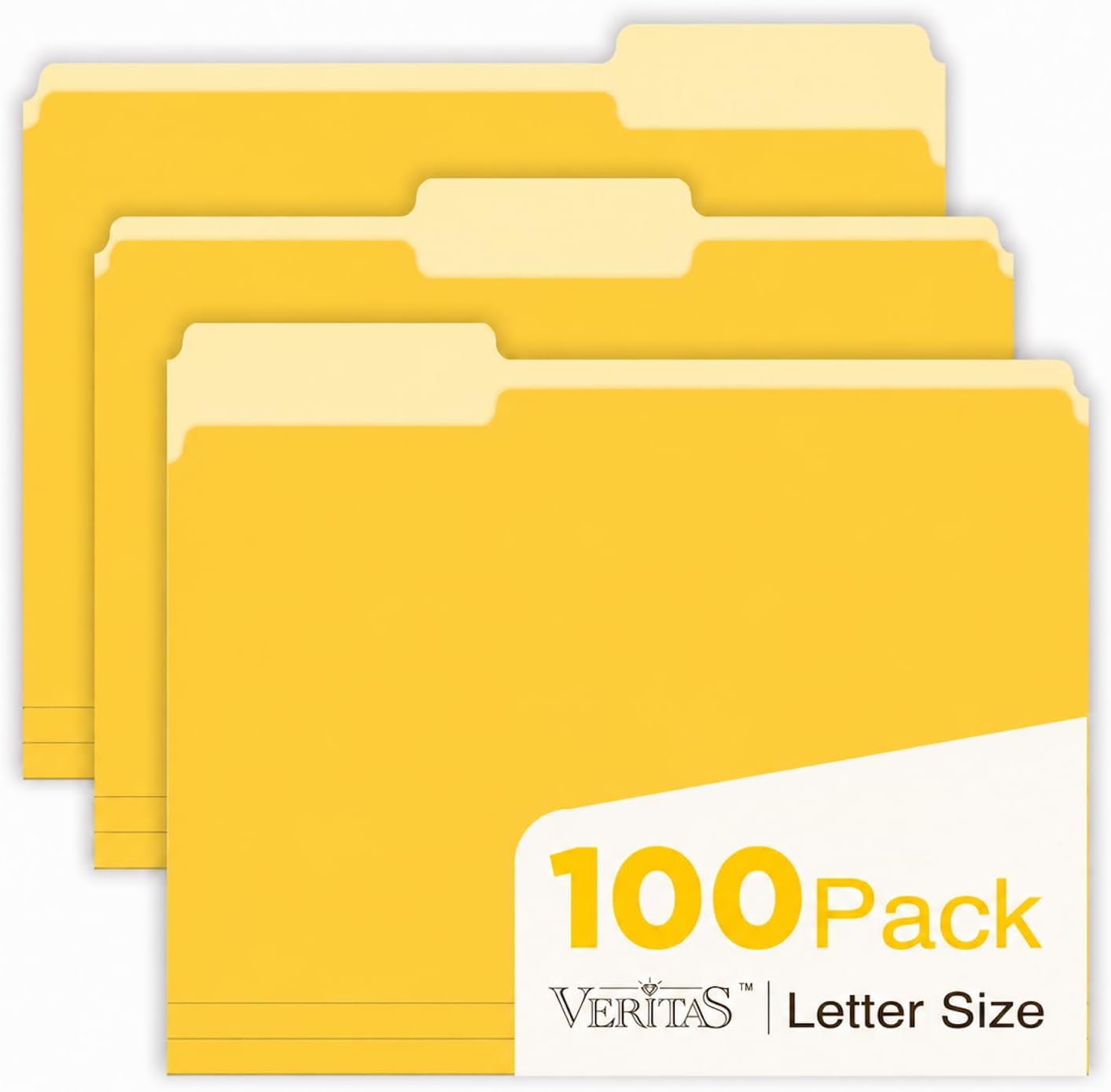 Detalle de WritePads Manila Folder-0112 Manila File Folders, Letter Size, Yellow, 1/3-Cut Tabs, 100-Pack