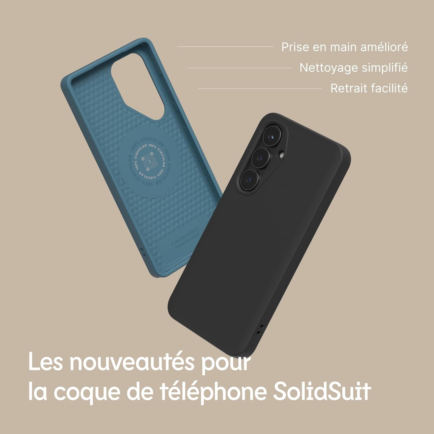 Thumbnail 4 de RhinoShield SolidSuit pour Galaxy S25 Plus – coque fine mate grise argent avec absorption des chocs