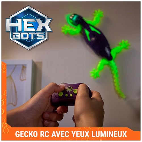 Detalle de HEX BOTS Gecko radiocommandé phosphorescent : le lézard qui rampe sur le sol et grimpe les murs
