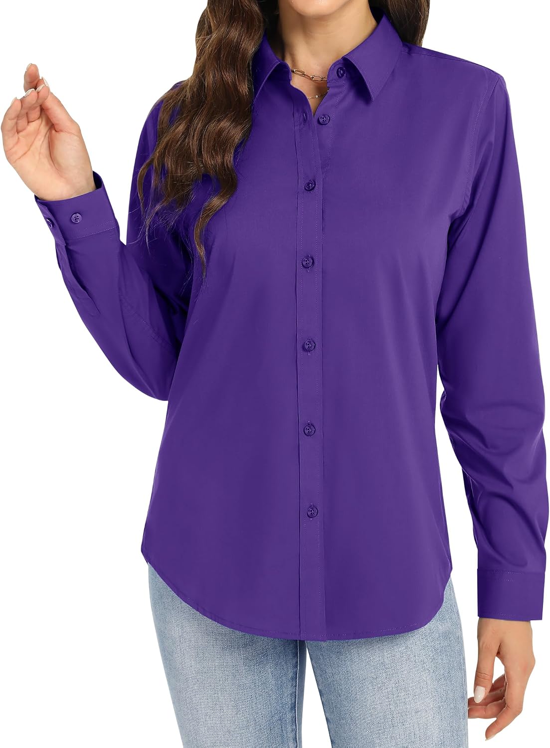 Detalle de J.VER Damen-Bluse aus Baumwolle (95% Baumwolle/5% Elasthan), bügelfrei, Langarm – Business & Freizeit
